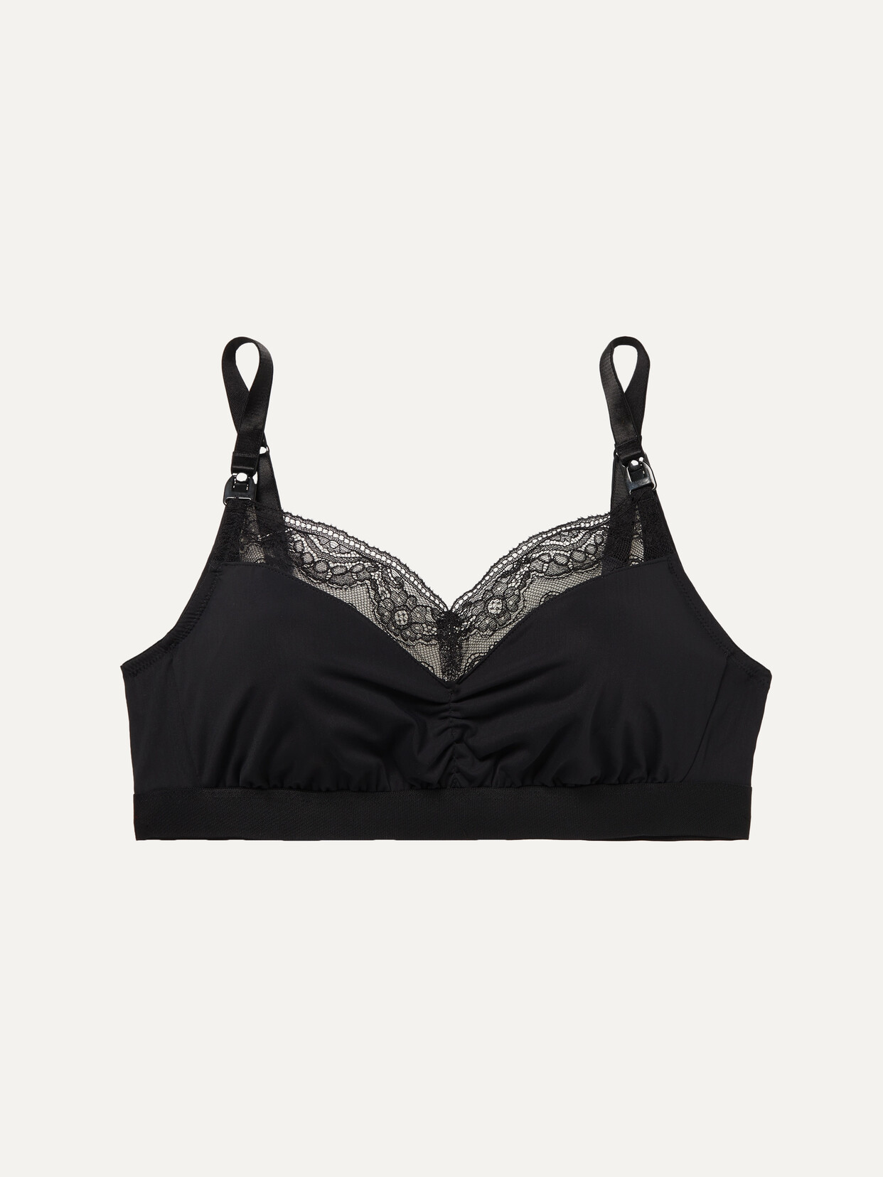 SIX Rosa Leavers Lace-trimmed Stretch-jersey Soft-cup Nursing Bra - Black