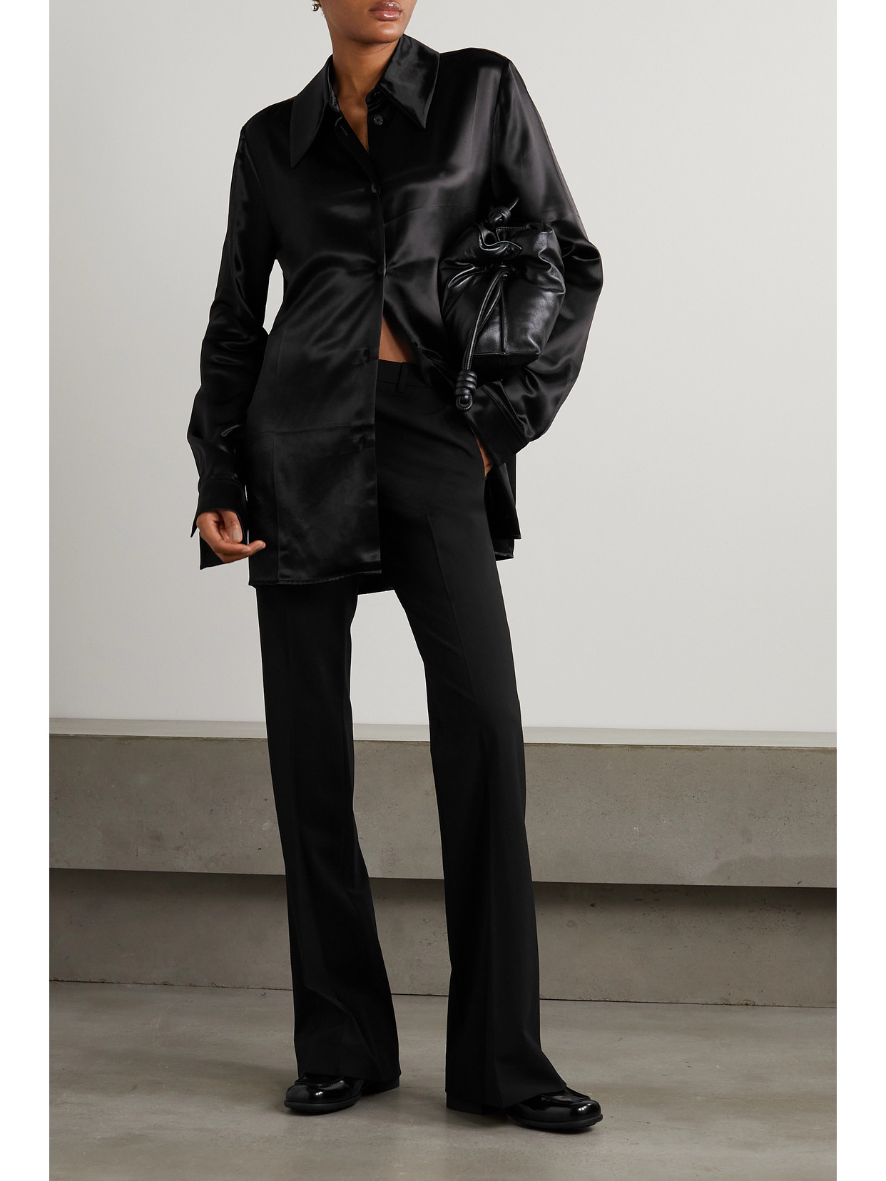 Theory Demetria 2 Flare Leg Good Wool Suit Pants In Black