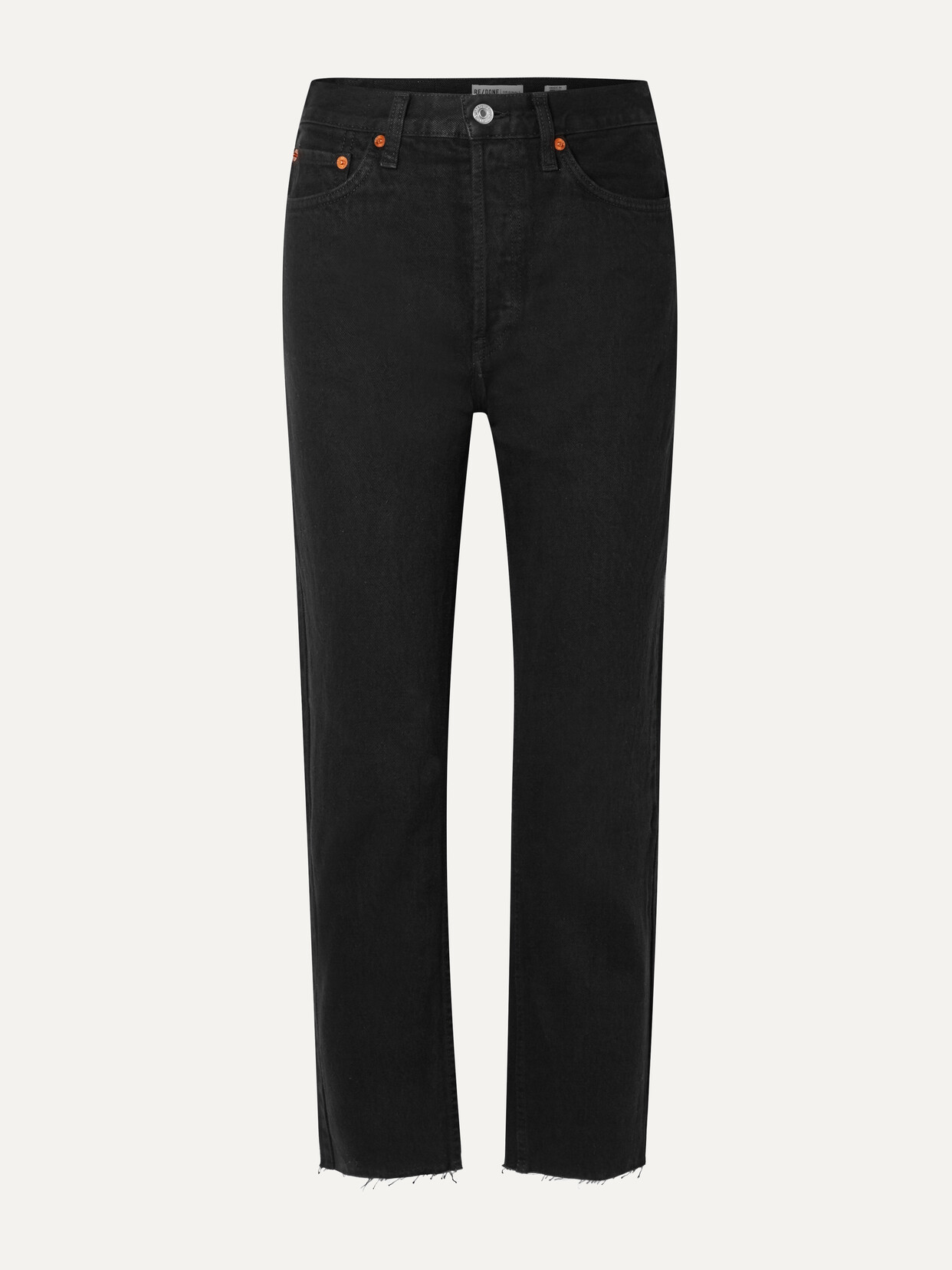 Re/done 70s High Rise Stove Pipe Straight-leg Jeans In Black