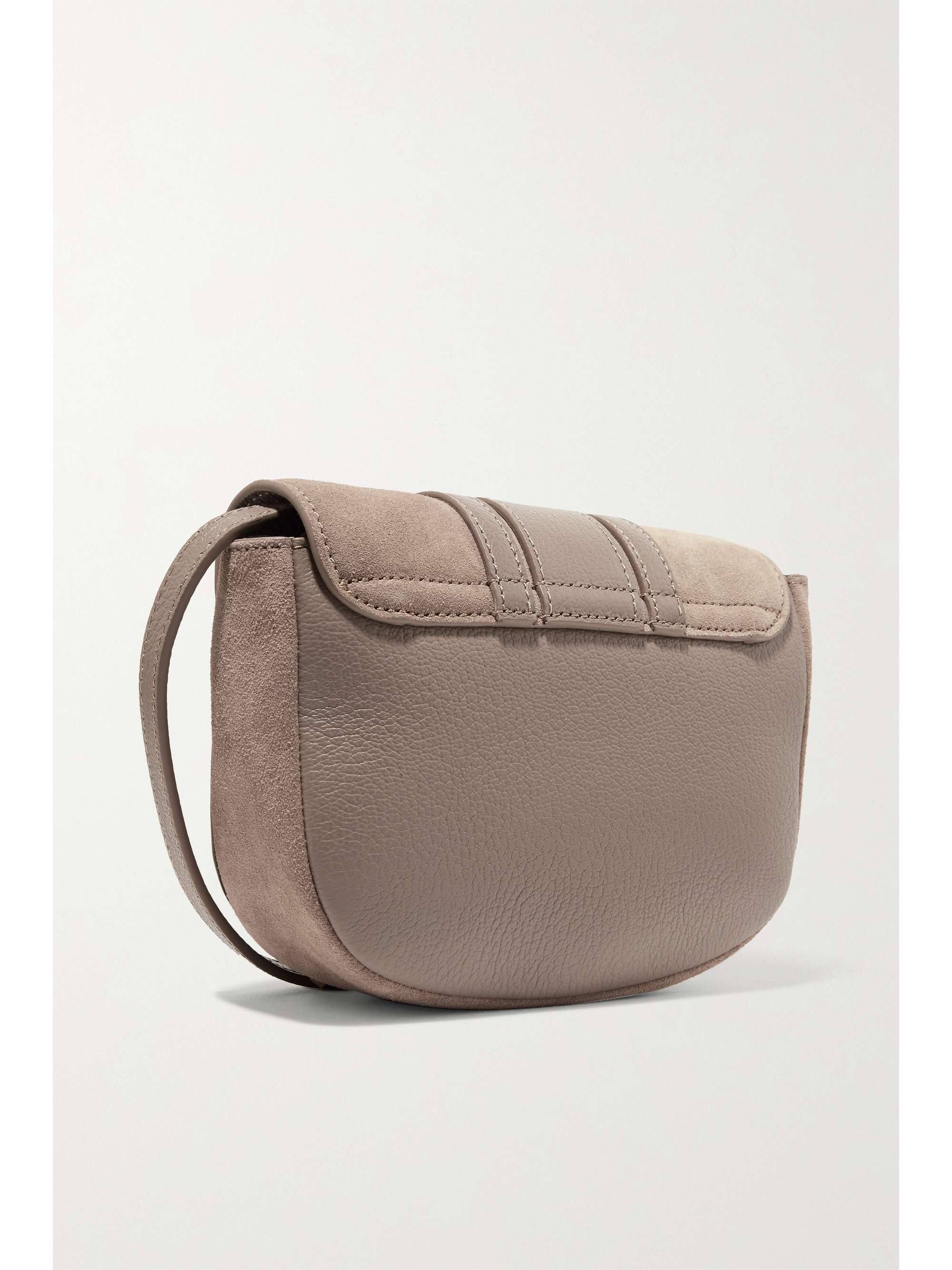 Gray Hana mini textured-leather and suede shoulder bag | SEE BY 