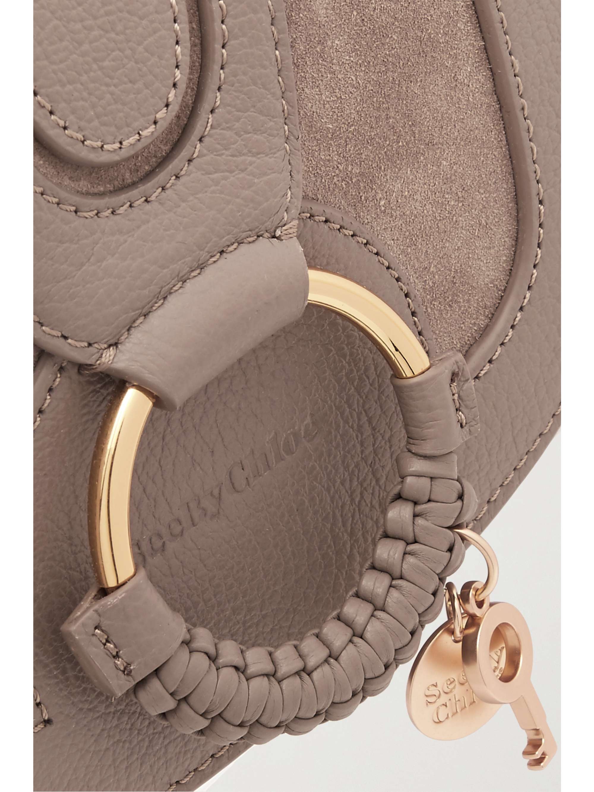 Gray Hana mini textured-leather and suede shoulder bag | SEE BY 