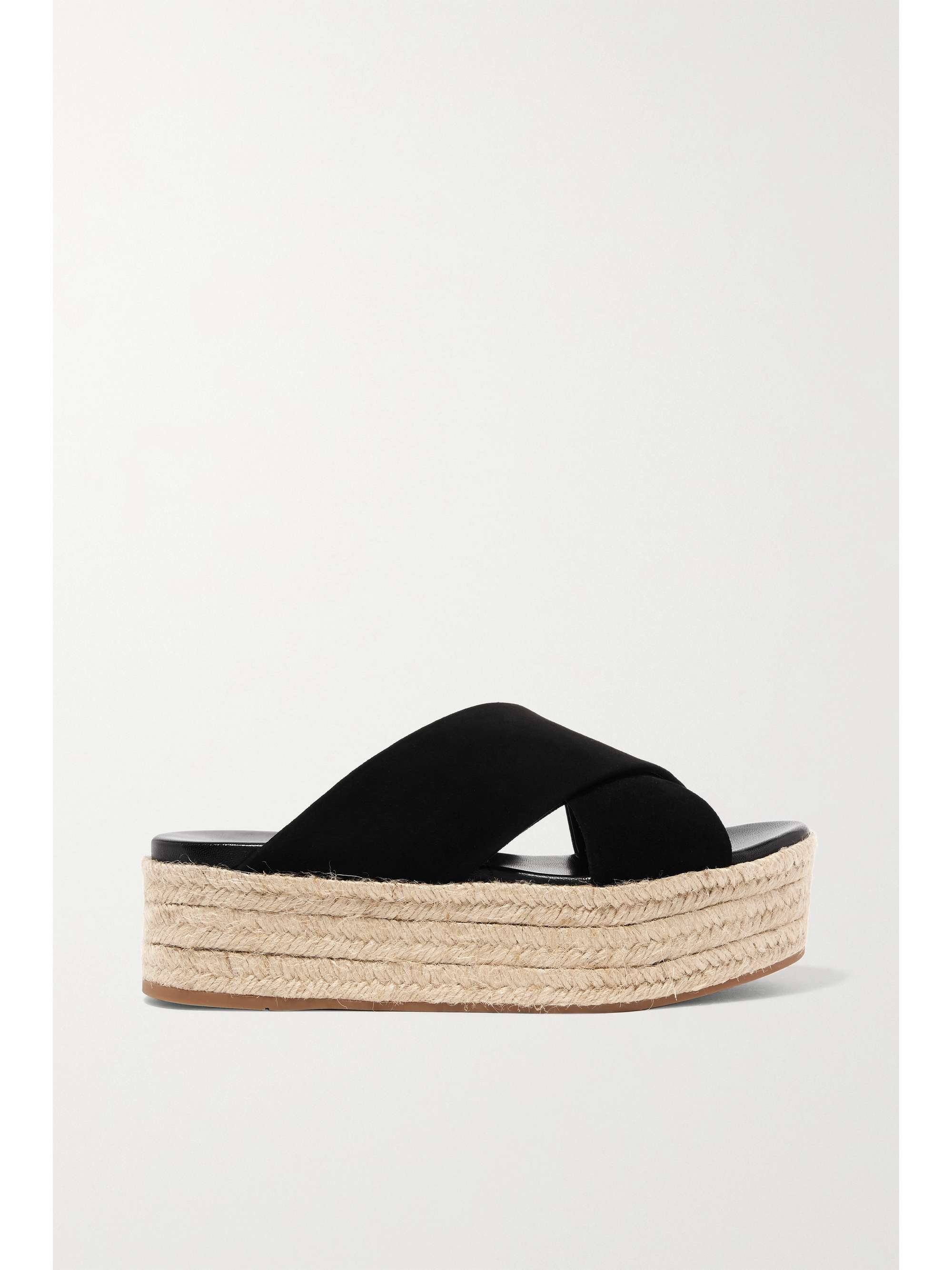 black suede platform espadrilles