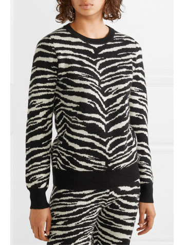 MADELEINE THOMPSON Doc zebra-intarsia wool and cashmere-blend sweater