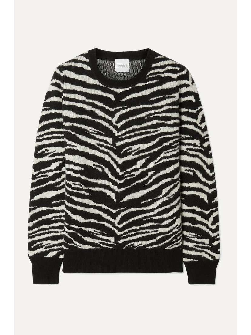 Madeleine Thompson Doc Zebra-intarsia Wool And Cashmere-blend Sweater
