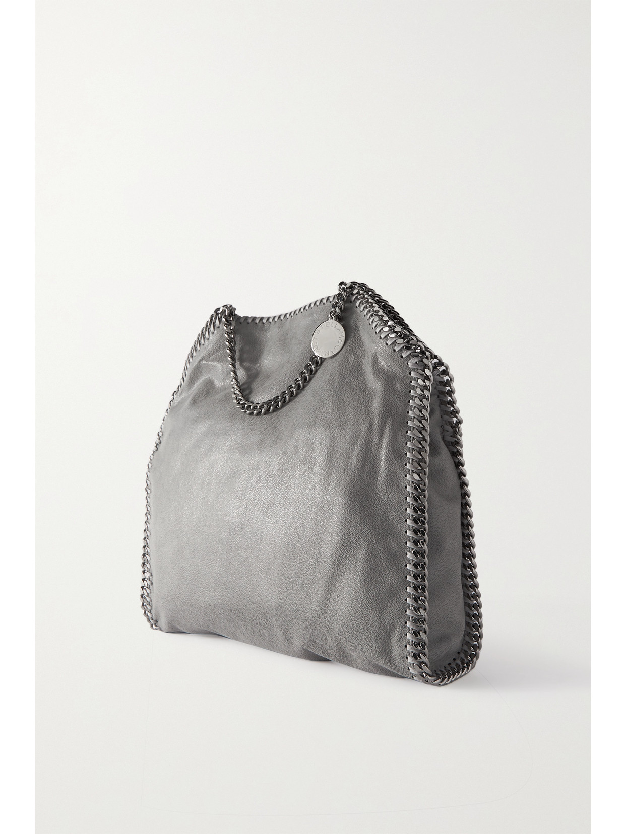 Shop Stella Mccartney Falabella Medium Vegetarian Brushed-leather Shoulder Bag In Gray