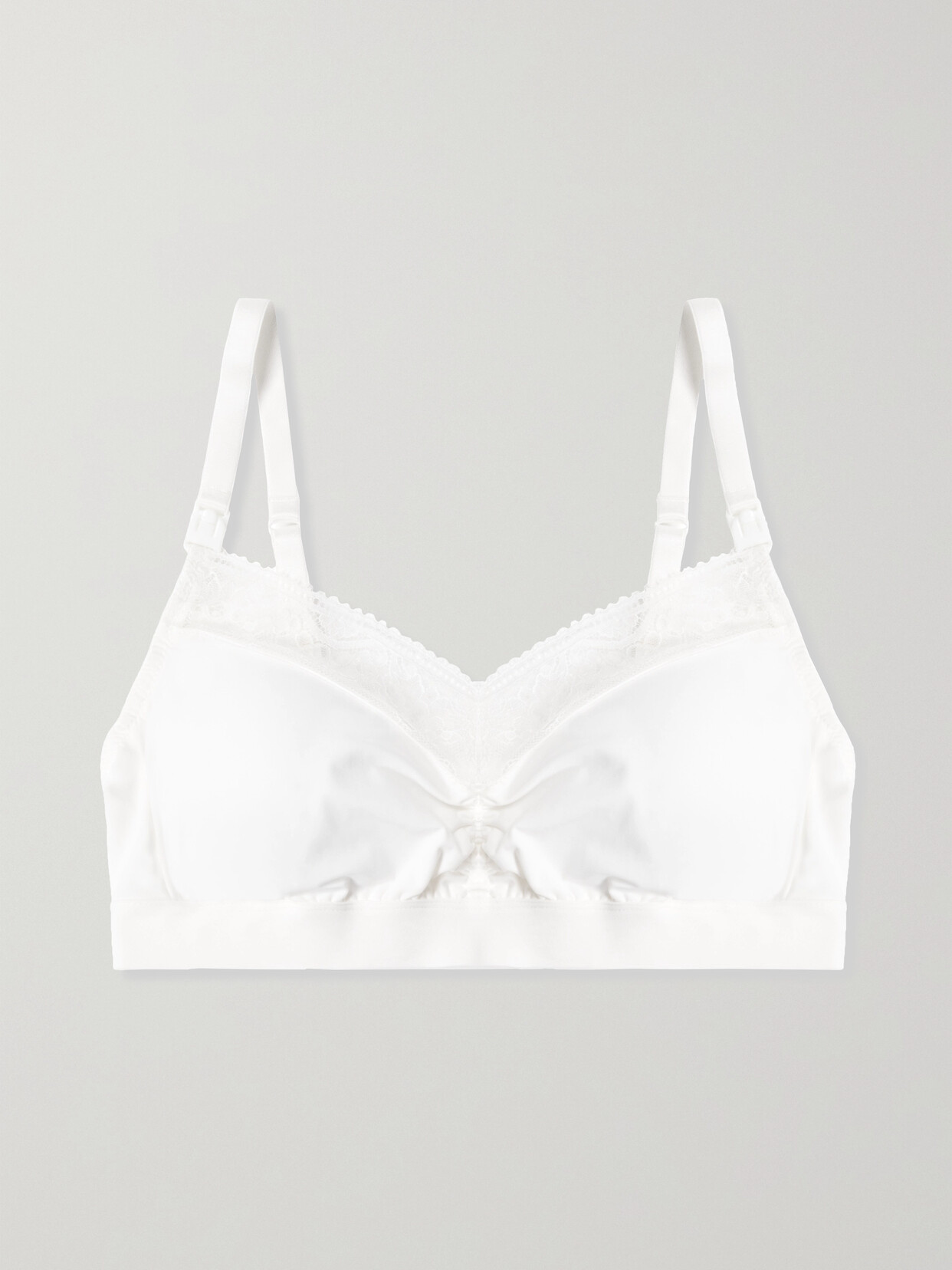 SIX Rosa Leavers Lace-trimmed Stretch-jersey Soft-cup Nursing Bra - Off-white