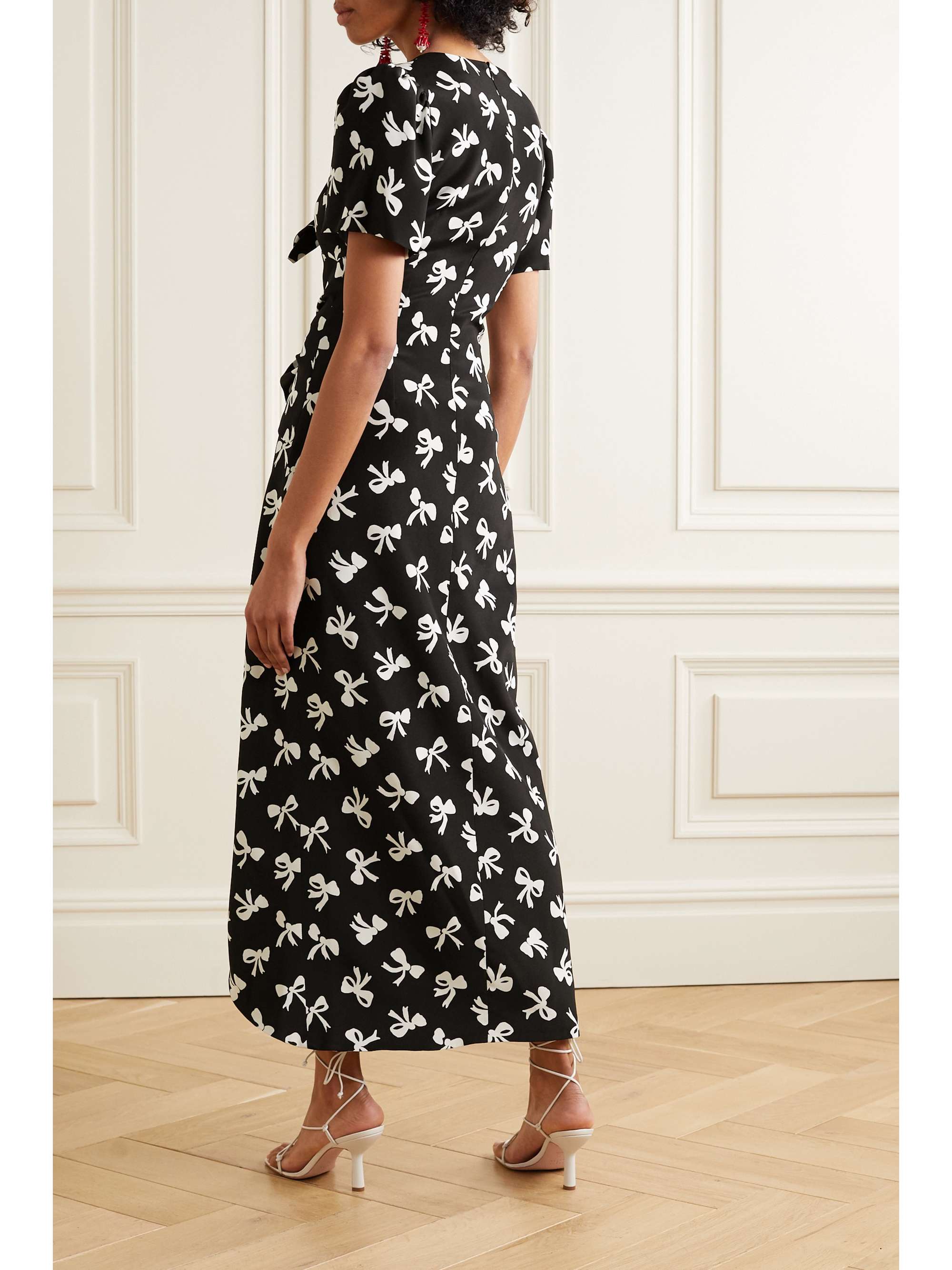 REBECCA DE RAVENEL Zaza tie-detailed printed silk-crepe midi dress