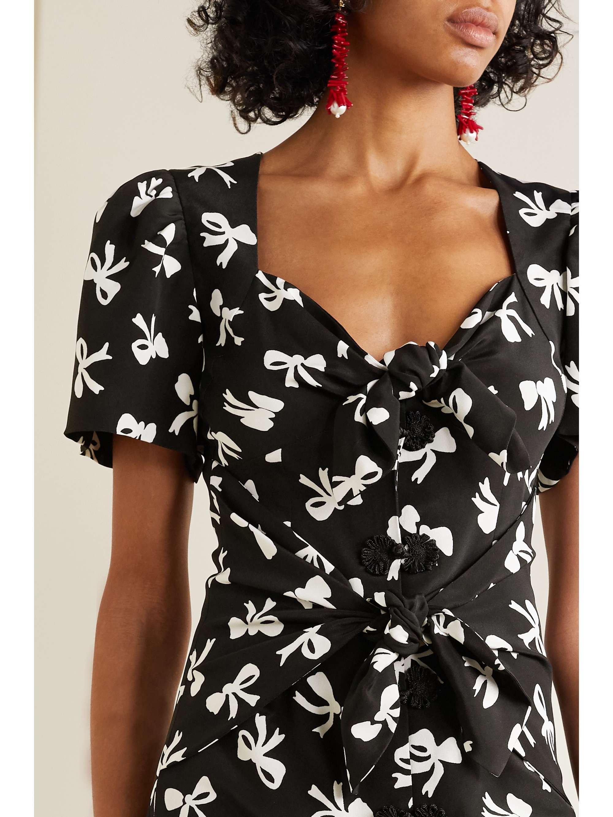 REBECCA DE RAVENEL Zaza tie-detailed printed silk-crepe midi dress