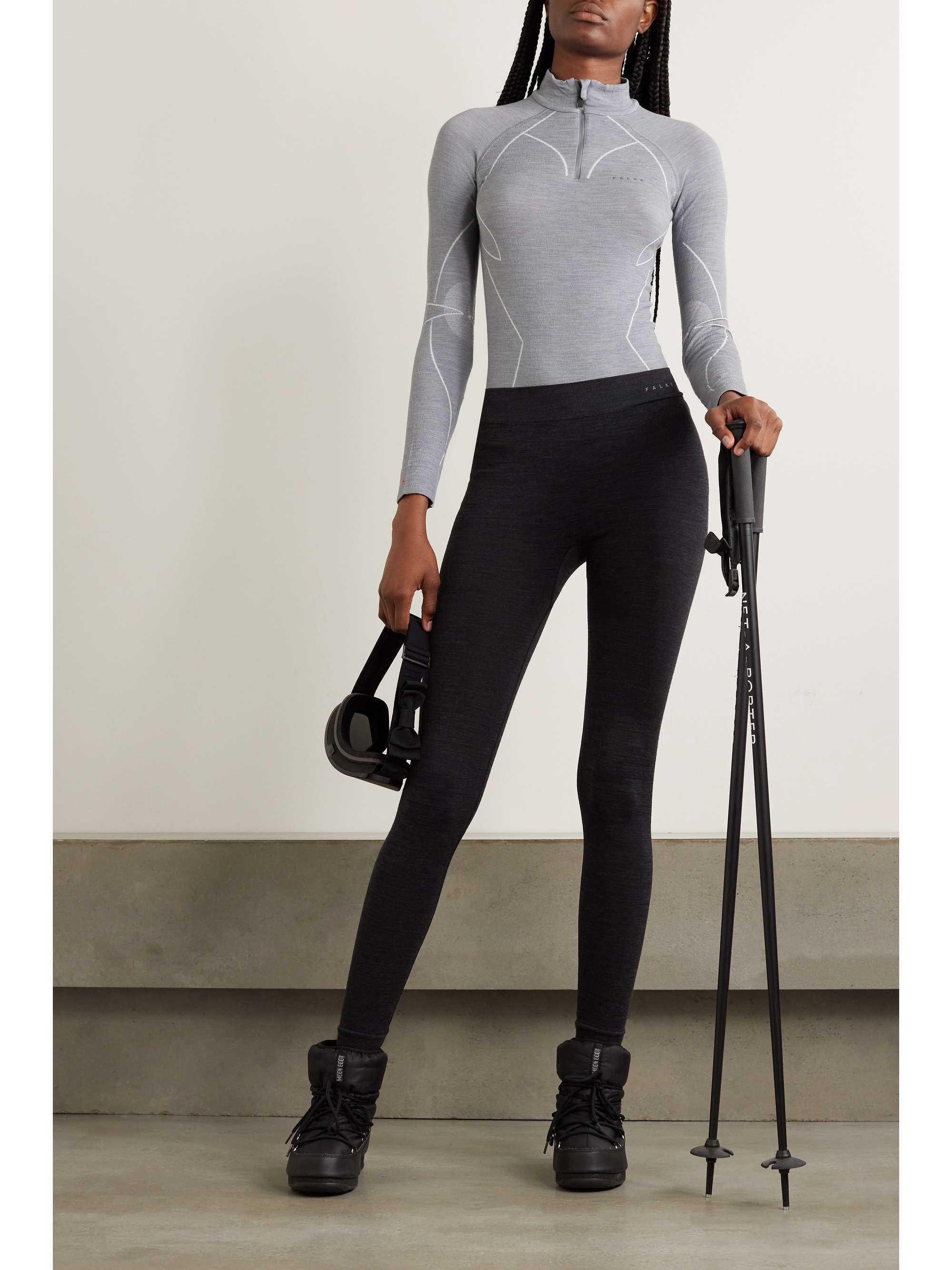 Technical stretch wool-blend leggings