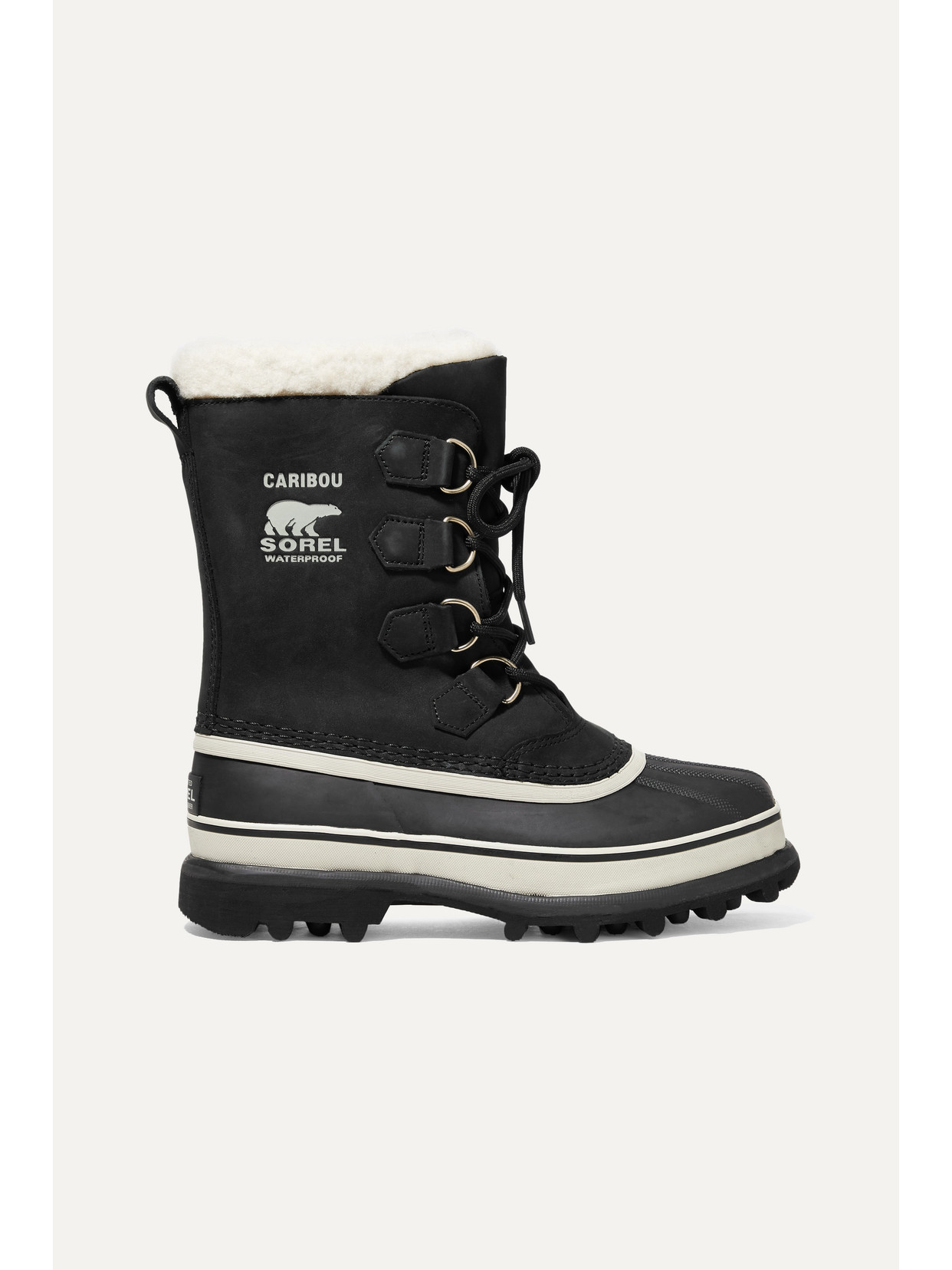 Shop Sorel Caribou Waterproof Nubuck And Rubber Boots In Black