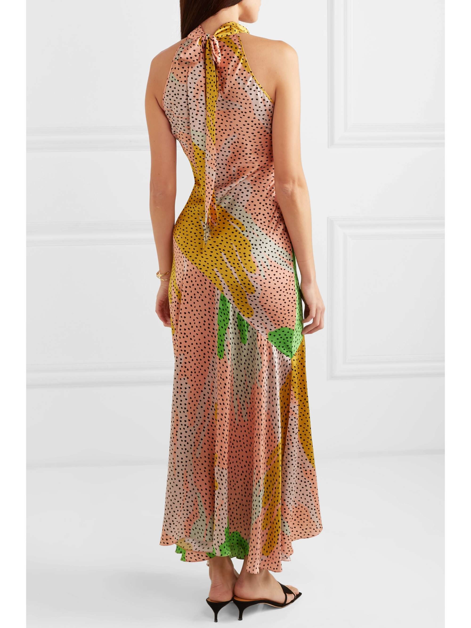 DE LA VALI Vivienne asymmetric halterneck velvet midi dress