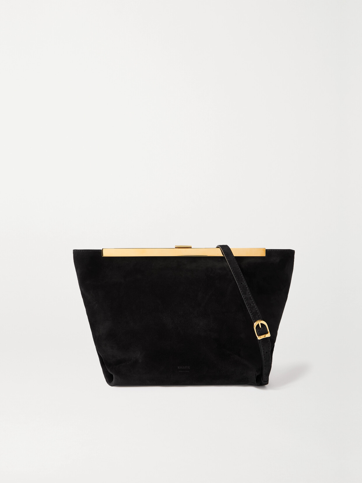 Khaite - Augusta Envelope Pleat Suede Shoulder Bag - Black