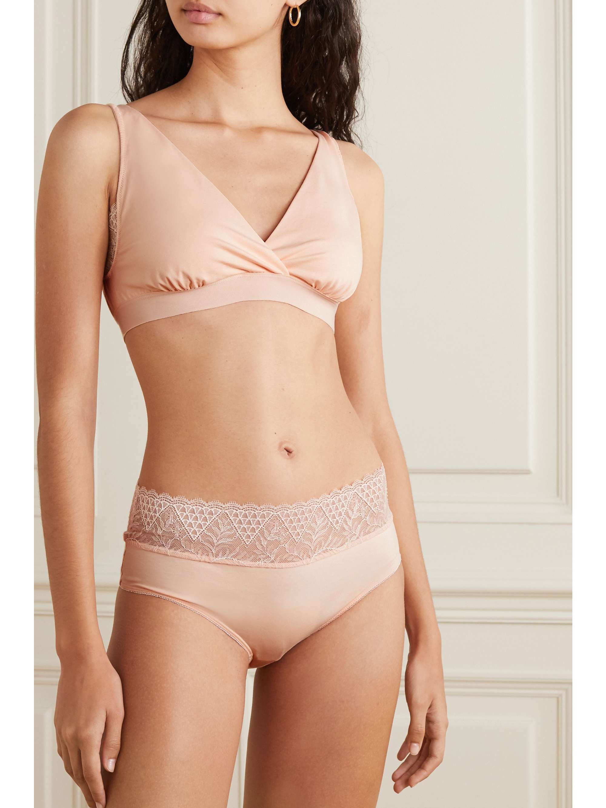 SIX Florence stretch-cotton and Leavers lace maternity bra