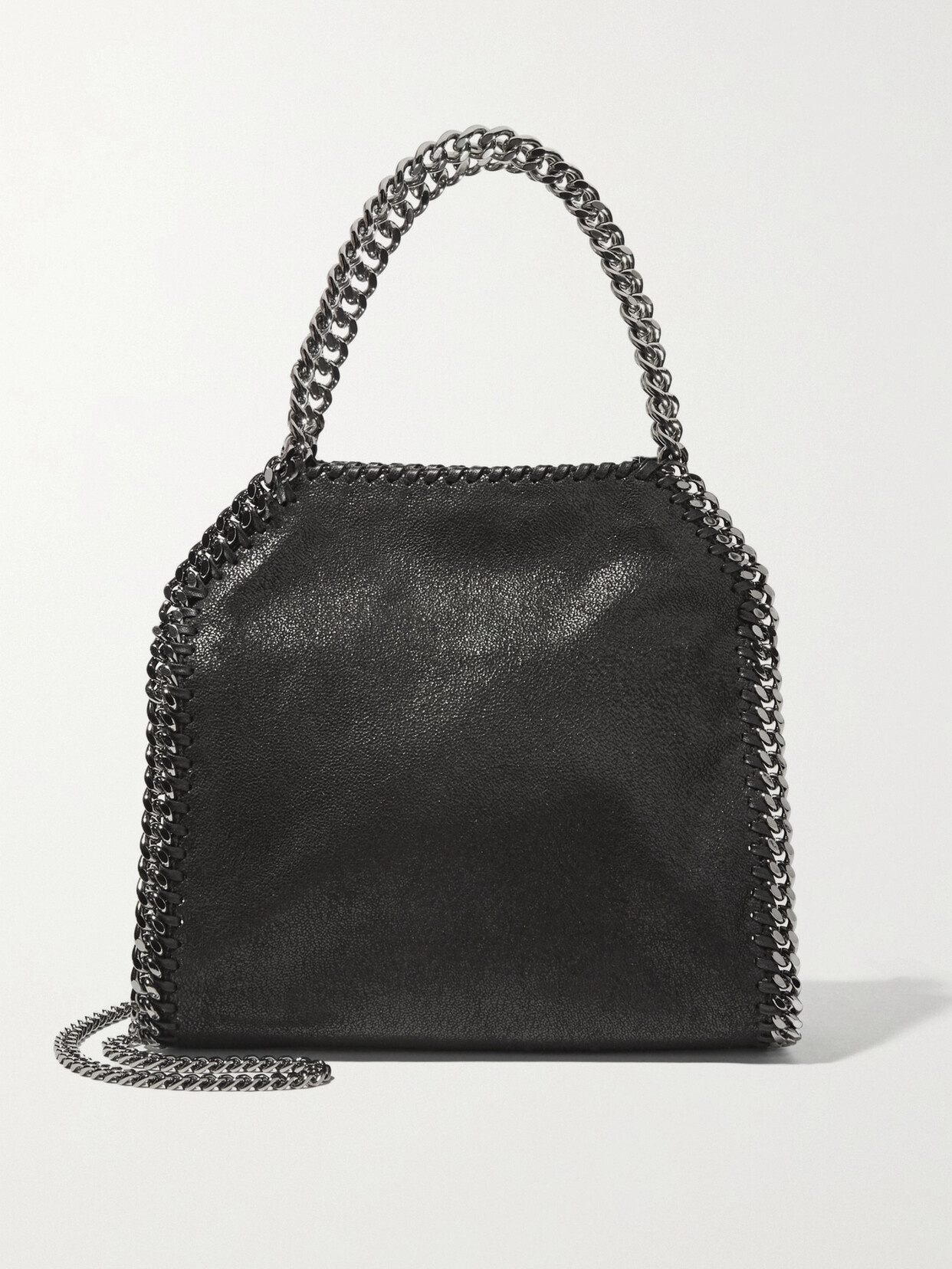 Shop Stella Mccartney The Falabella Mini Faux Brushed-leather Shoulder Bag In Black