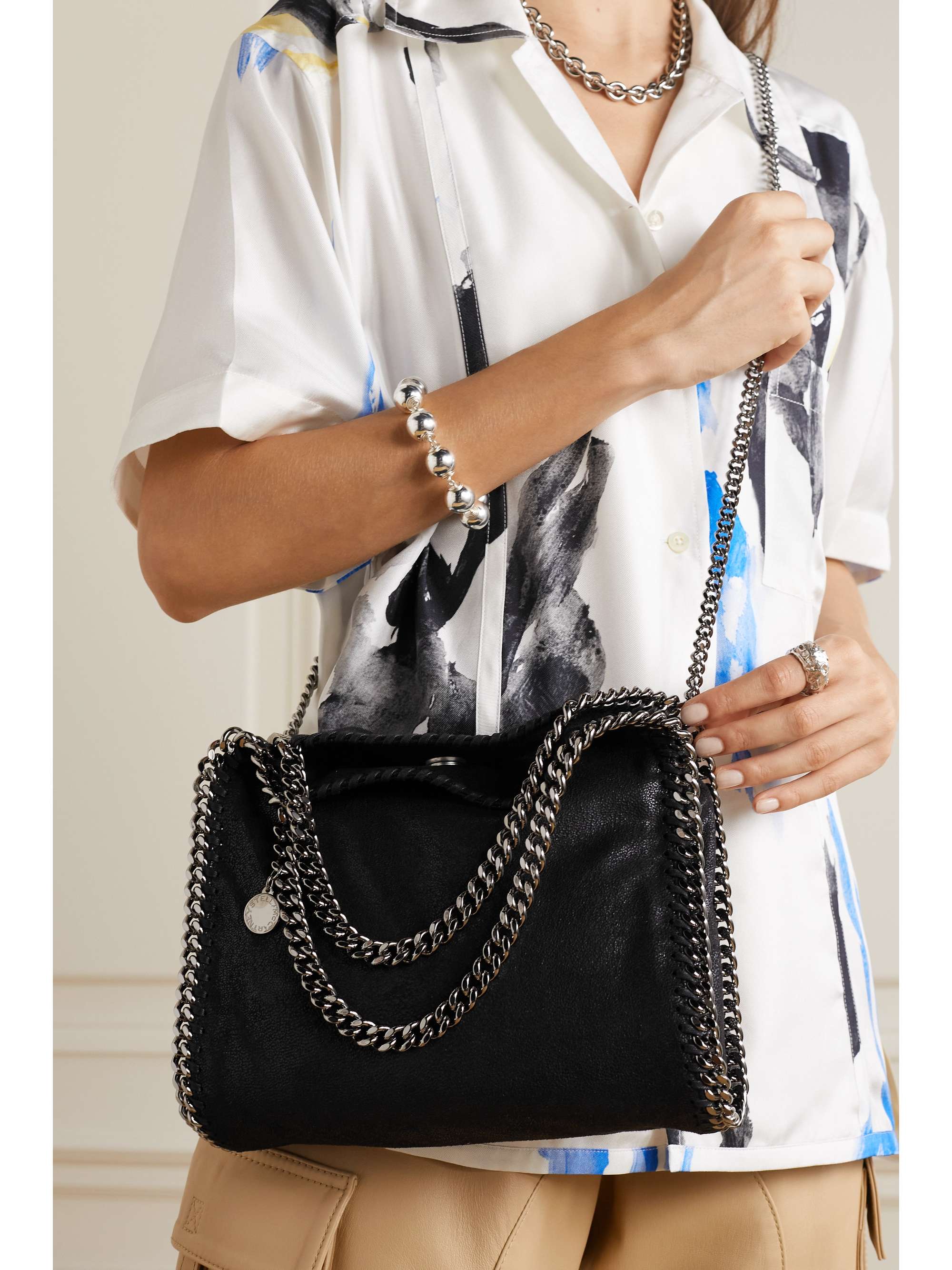 The Falabella mini faux brushed-leather shoulder bag