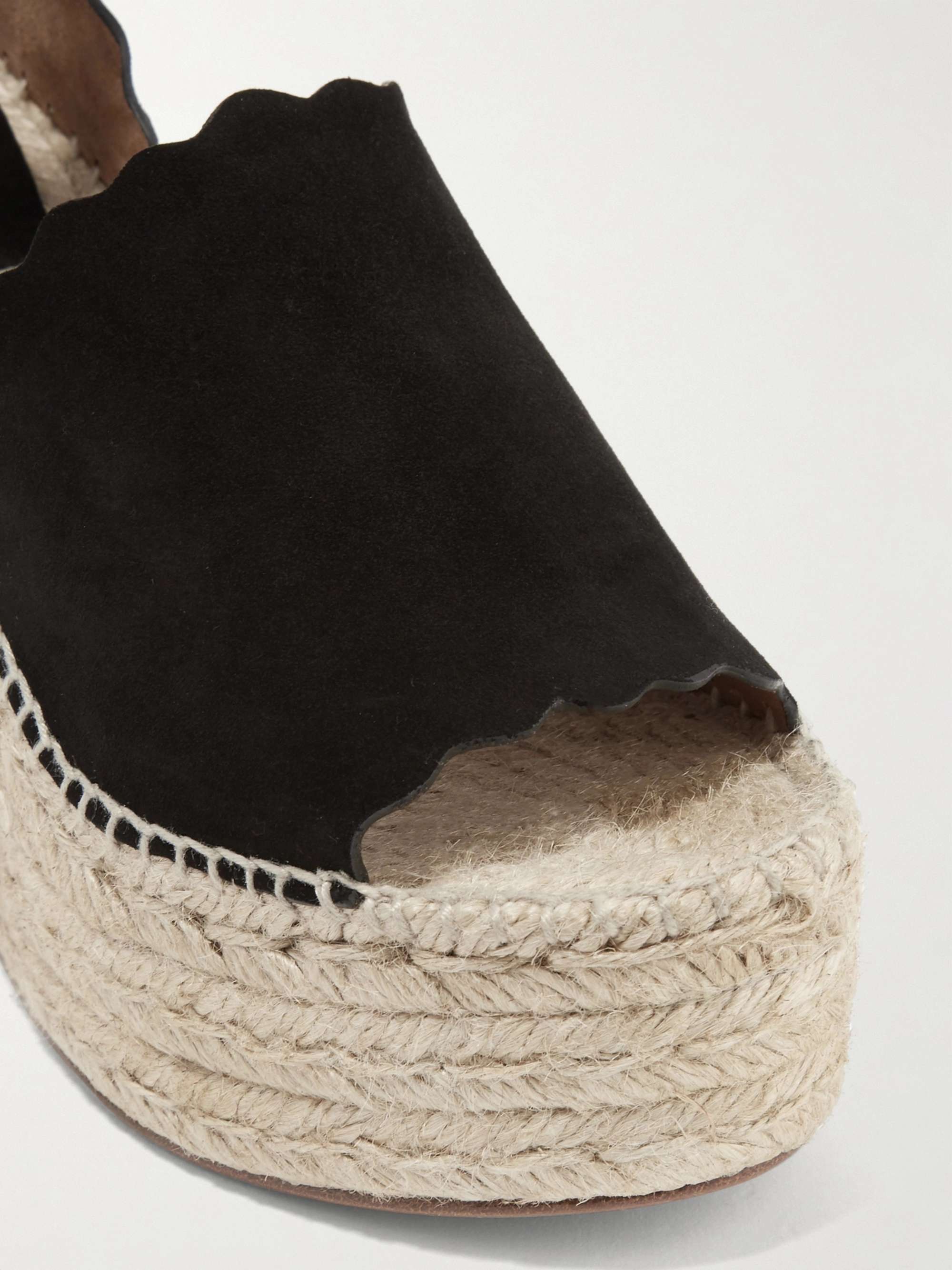 CHLOÉ Lauren scalloped suede espadrille wedge sandals