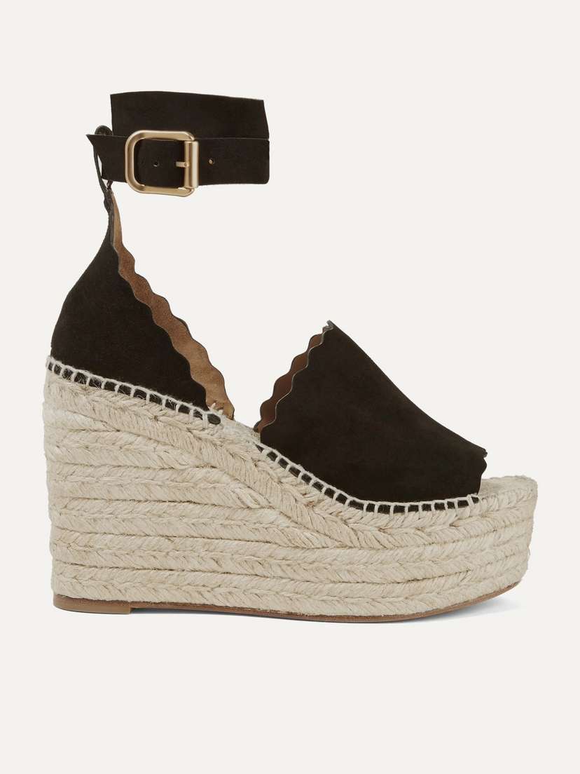 Chloé Lauren Suede Espadrille Wedge Sandals