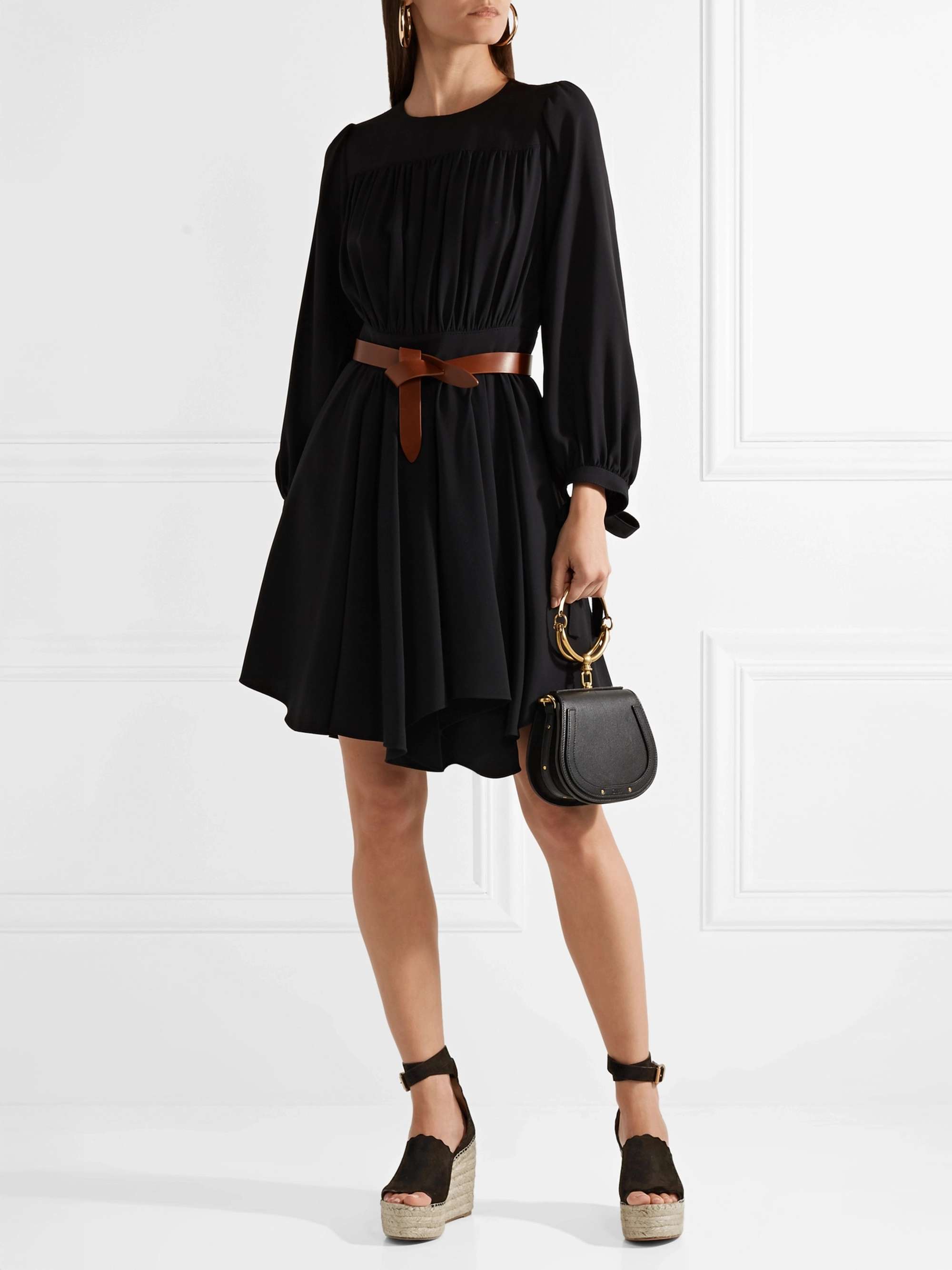 CHLOÉ Lauren scalloped suede espadrille wedge sandals
