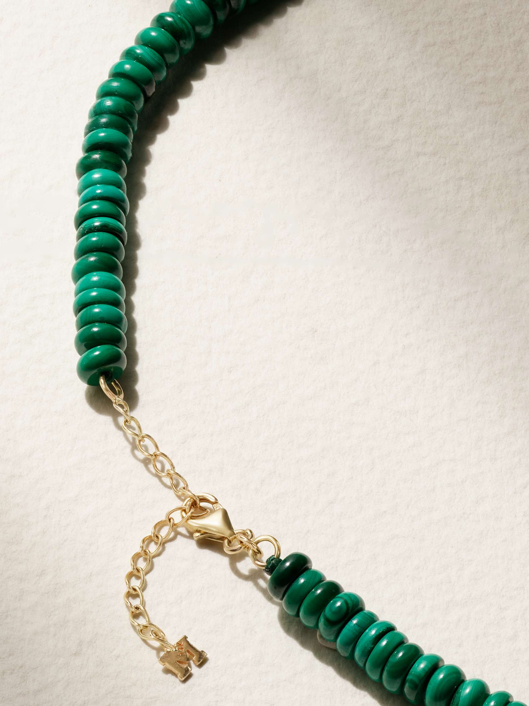 MATEO 14-karat gold, malachite and diamond necklace