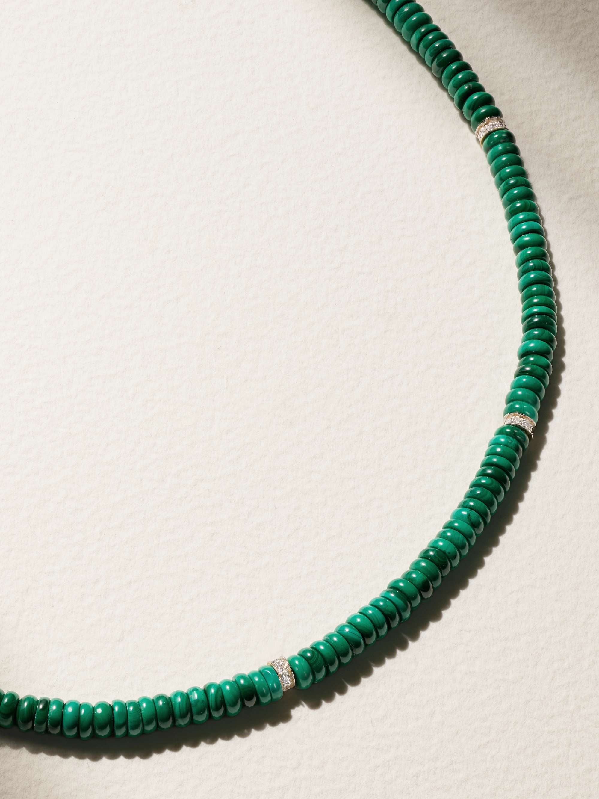 MATEO 14-karat gold, malachite and diamond necklace