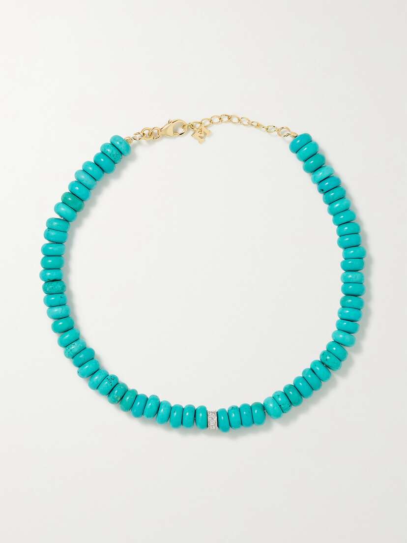 Mateo 14-karat Gold, Turquoise And Diamond Bracelet