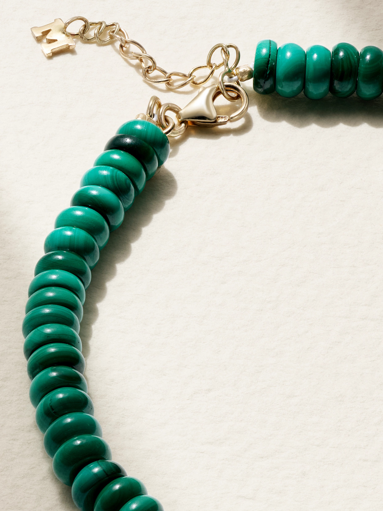 Mateo 14kt Yellow Gold Malachite Roundel And Diamond Station Bracelet In Green