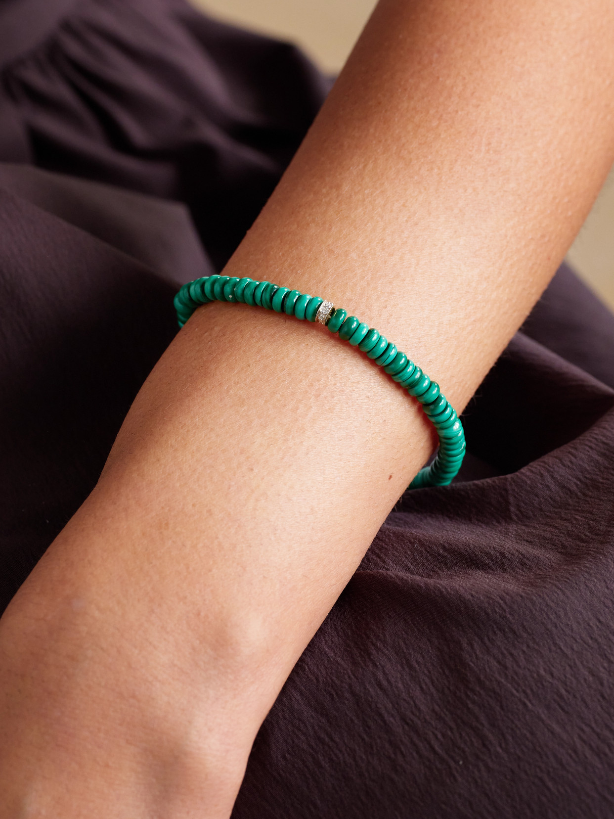 Shop Mateo 14-karat Gold, Malachite And Diamond Bracelet In Green