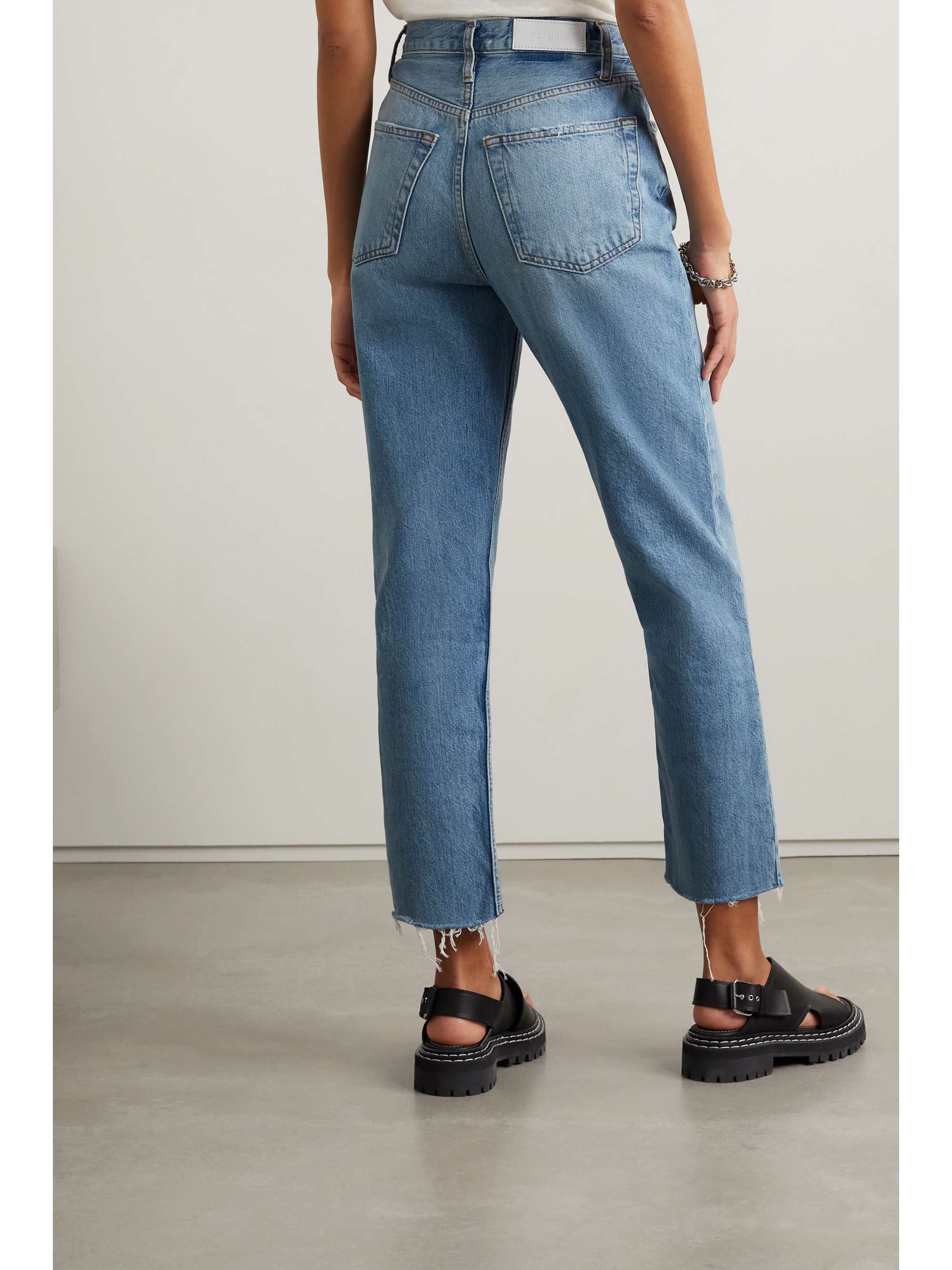 RE/DONE 70s High Rise Stove Pipe distressed straightleg jeans NETA