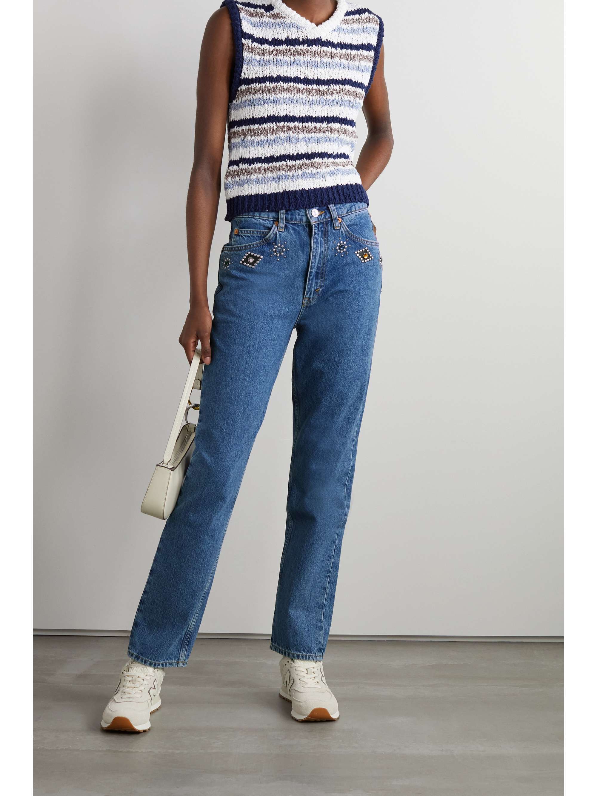 Dark denim 70s Straight embellished 
