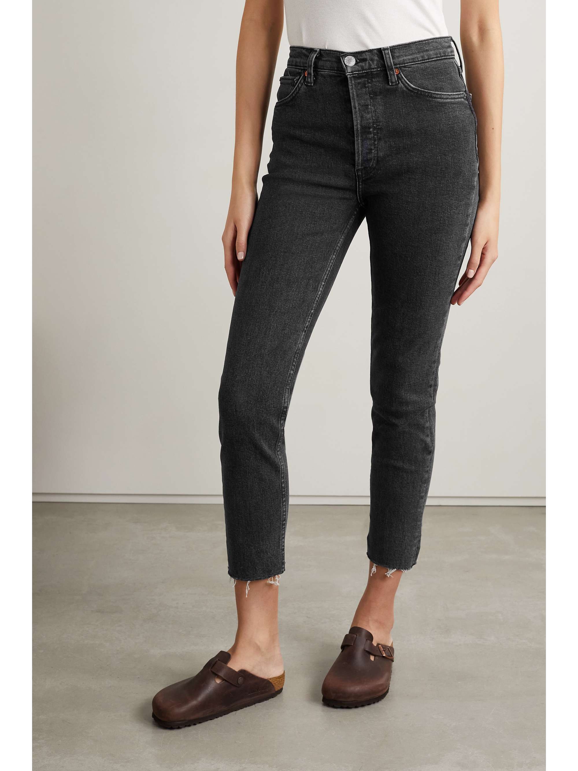 RE/DONE 90s High-Rise Ankle Crop distressed skinny jeans
