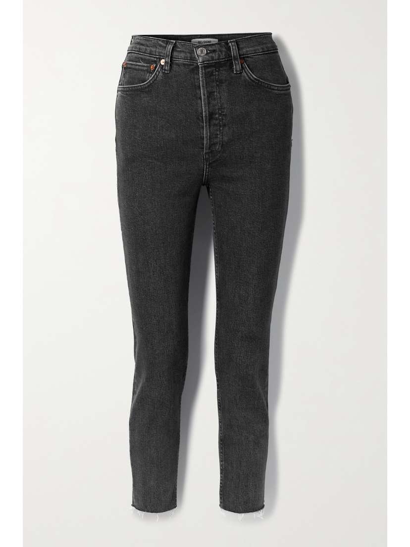 RE/DONE 90s High-rise Ankle Crop Distressed Skinny Jeans