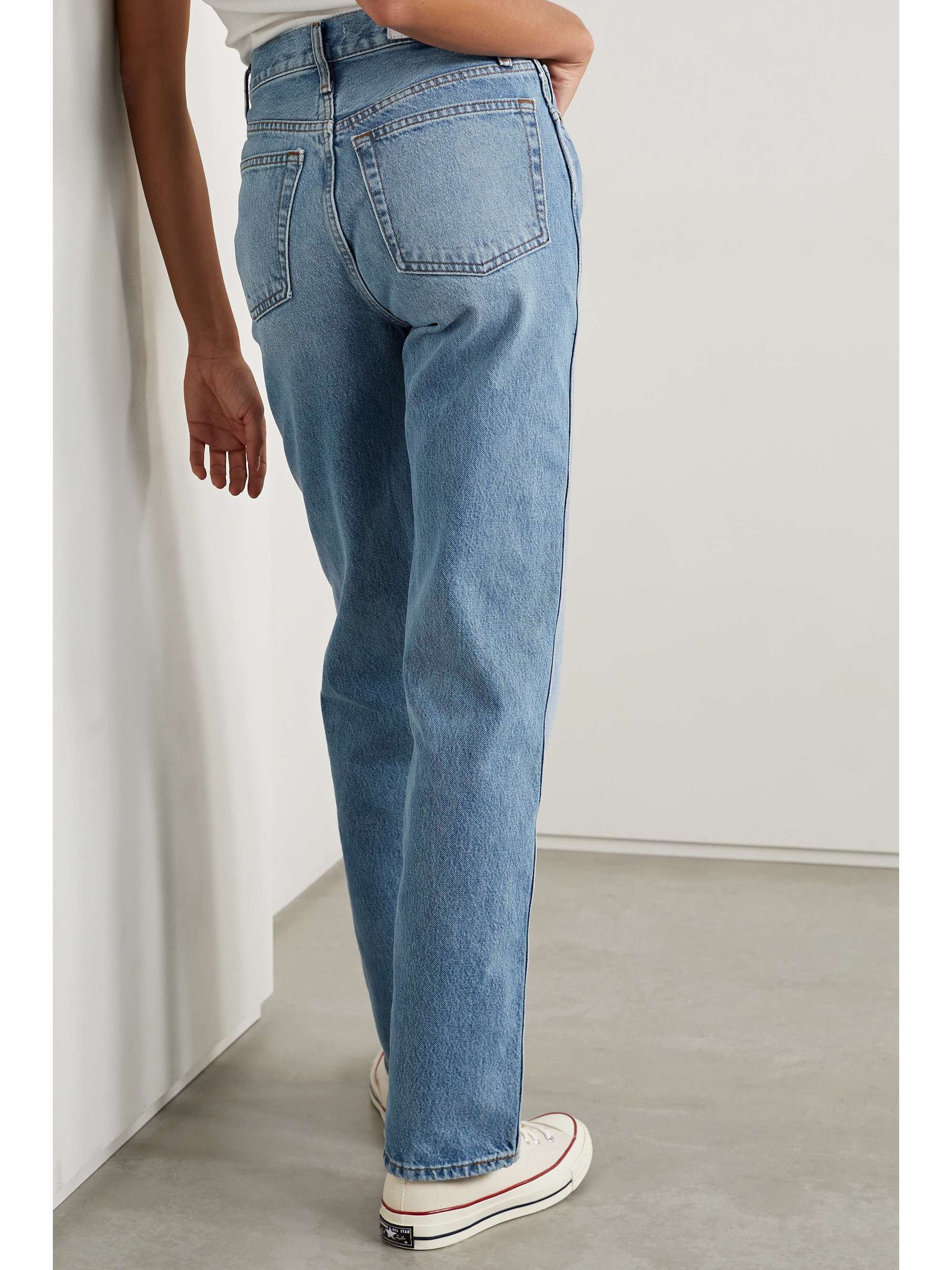 blue 90s high-rise straight-leg jeans 