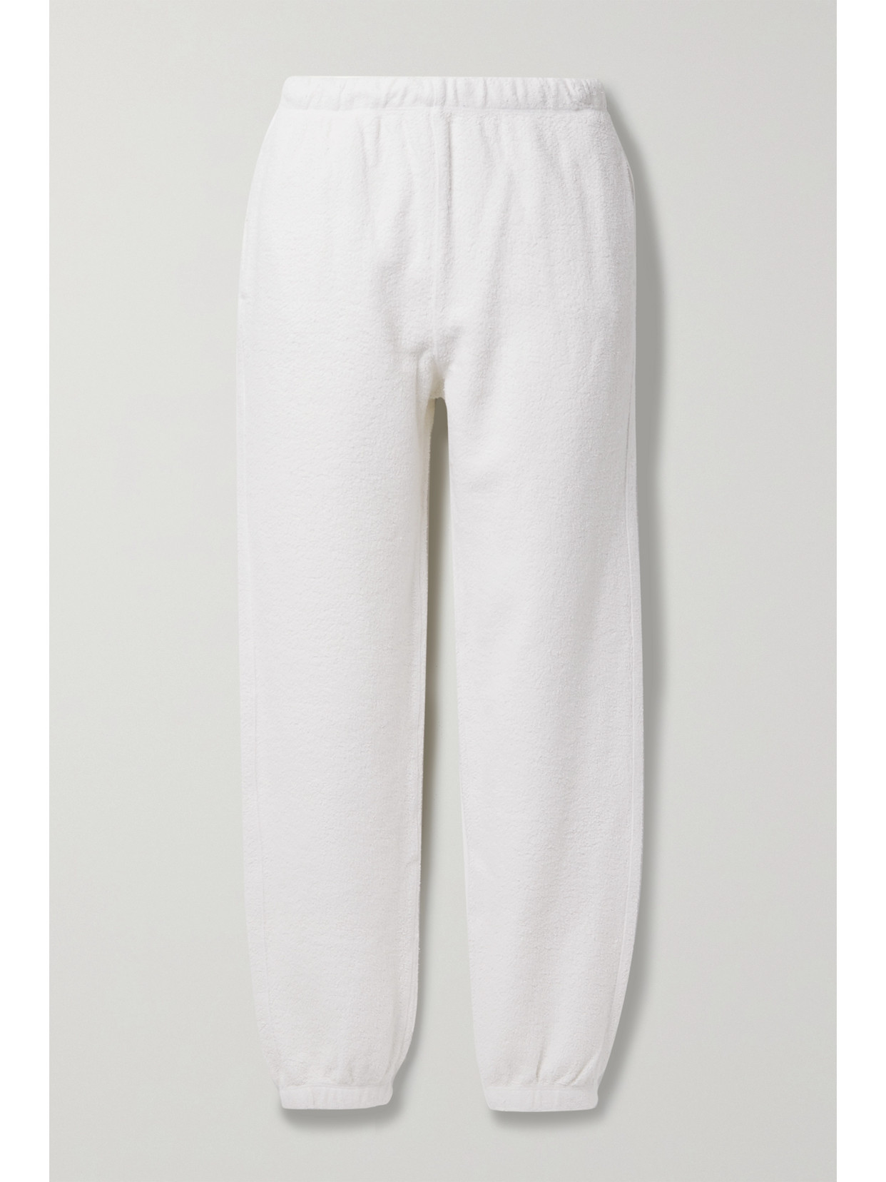 Re/done 80s Tapered High-rise Cotton-fleece Jogging Bottoms In Off-white