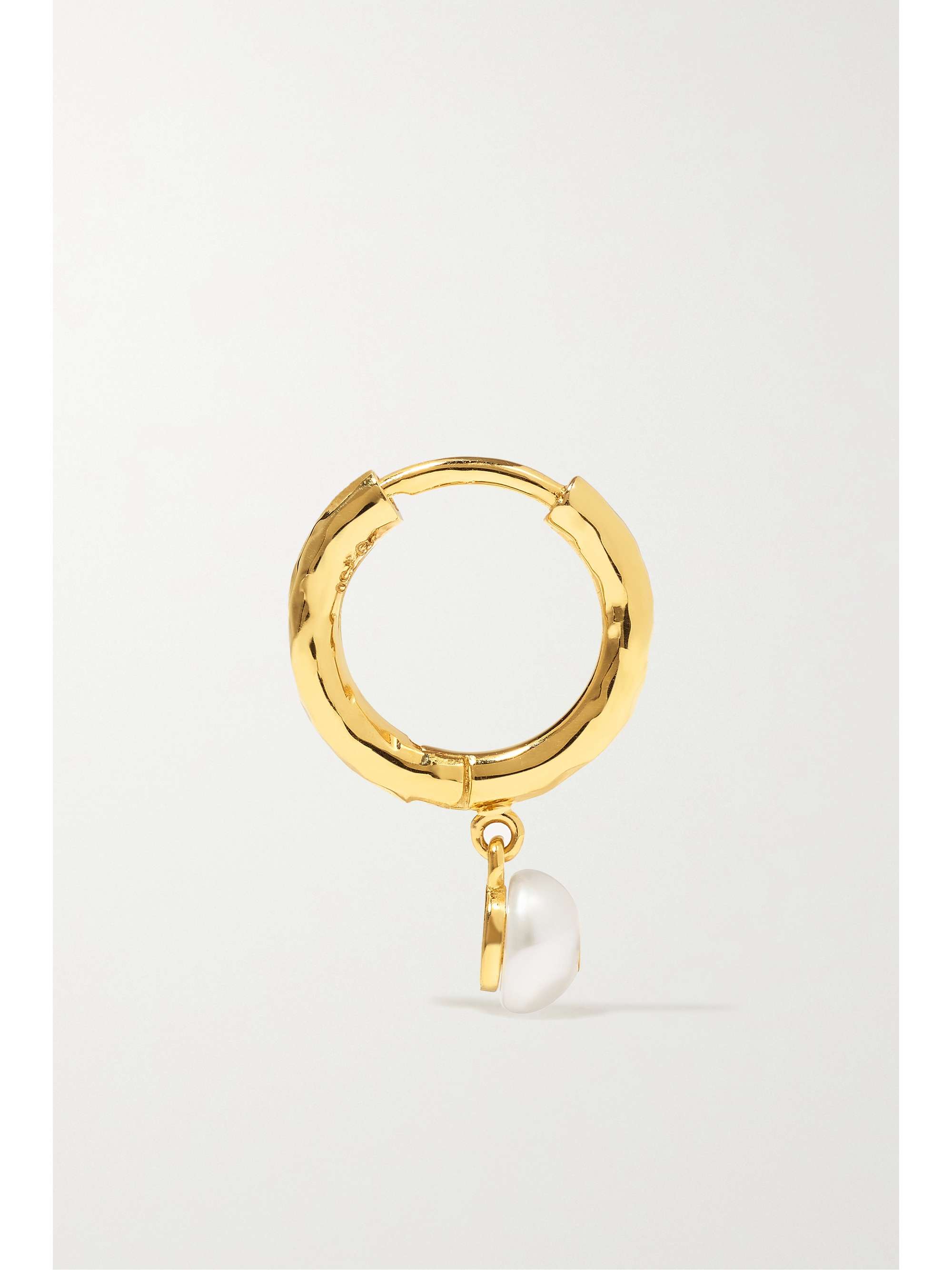 OCTAVIA ELIZABETH + NET SUSTAIN Micro Gabby 18-karat recycled gold, pearl and diamond hoop earrings
