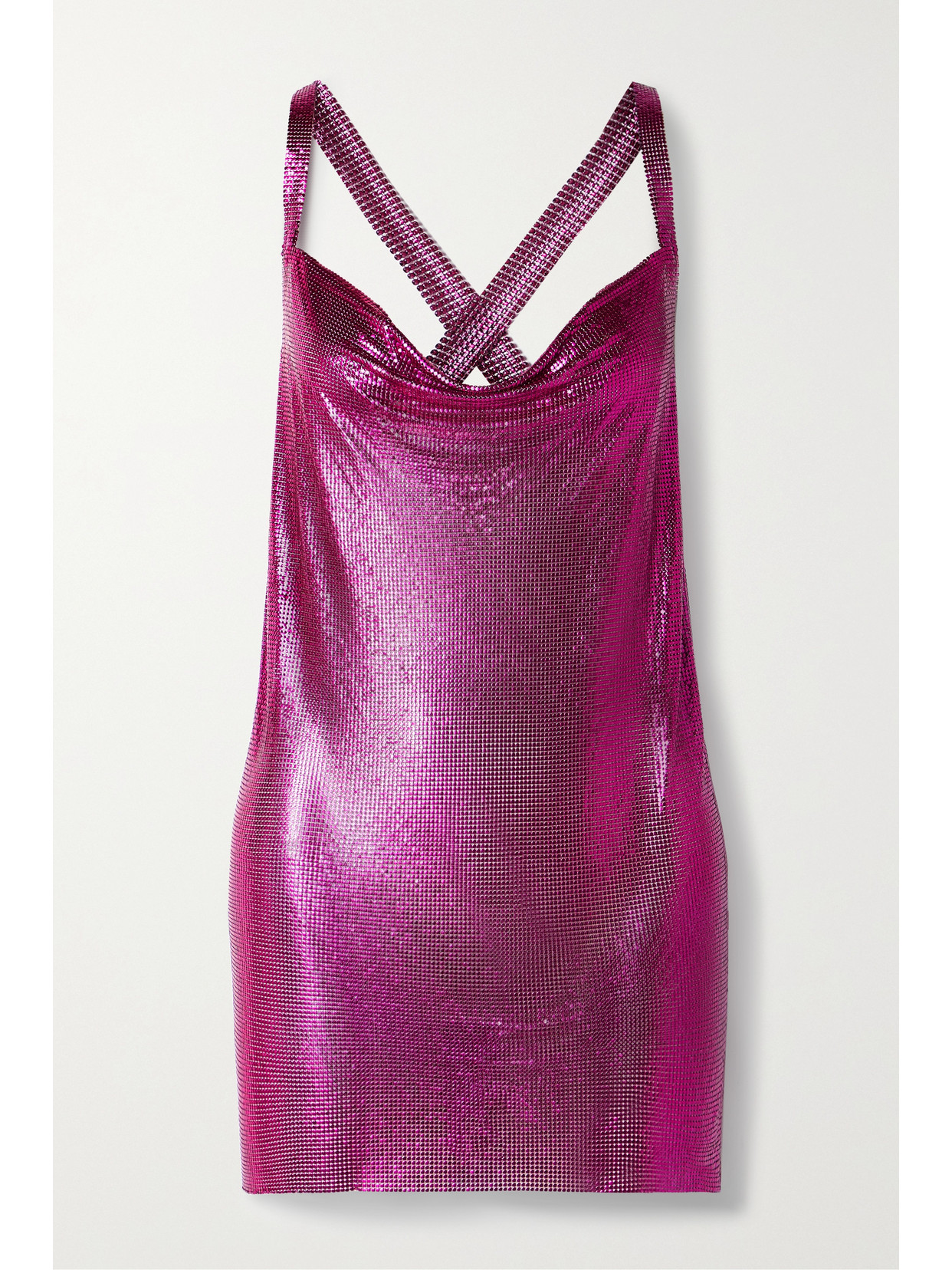 FANNIE SCHIAVONI HAILEY OPEN-BACK CHAINMAIL MINI DRESS