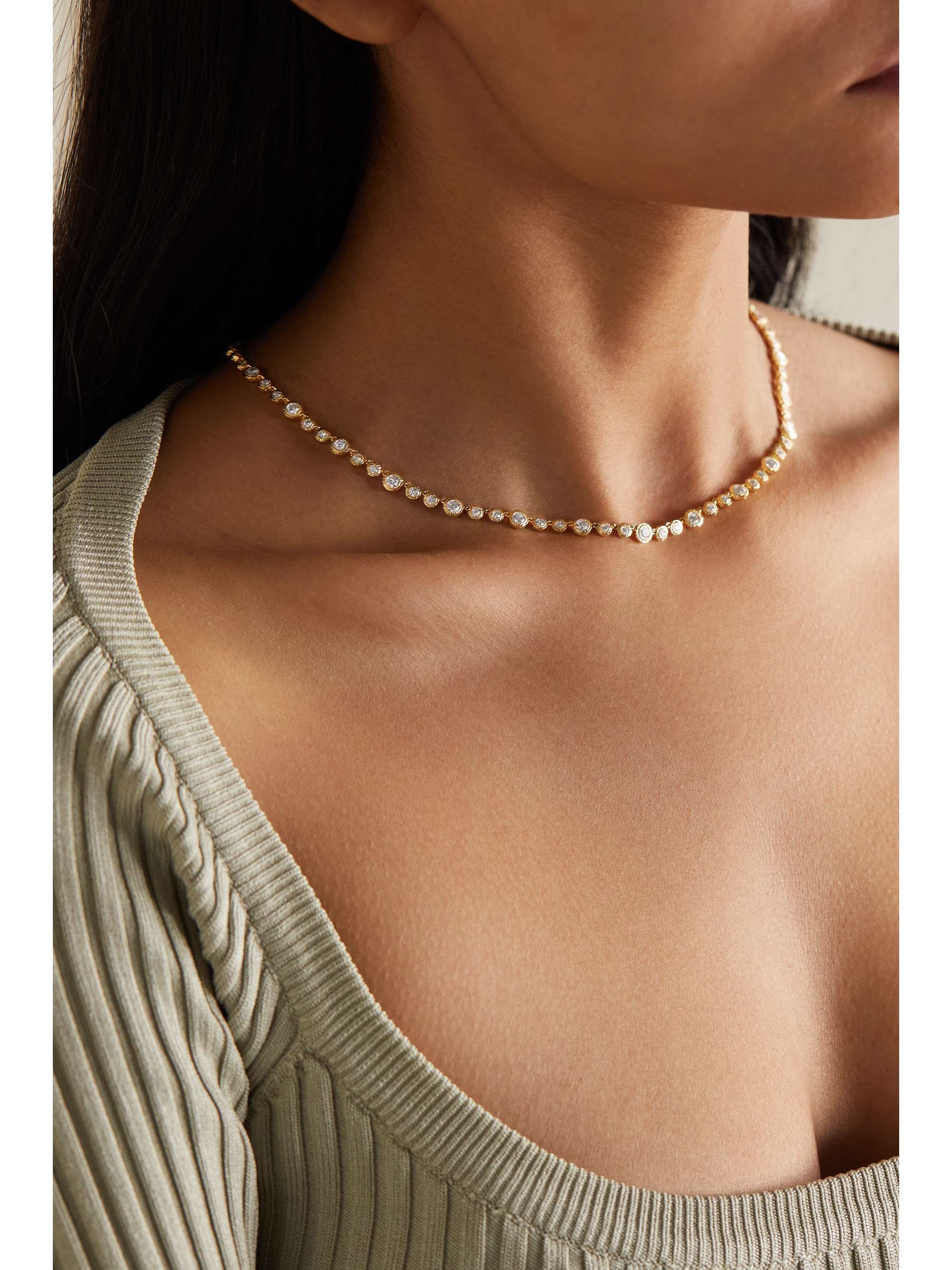 OCTAVIA ELIZABETH Micro Nesting Gem Kette aus recyceltem 18 Karat Gold mit Diamanten
