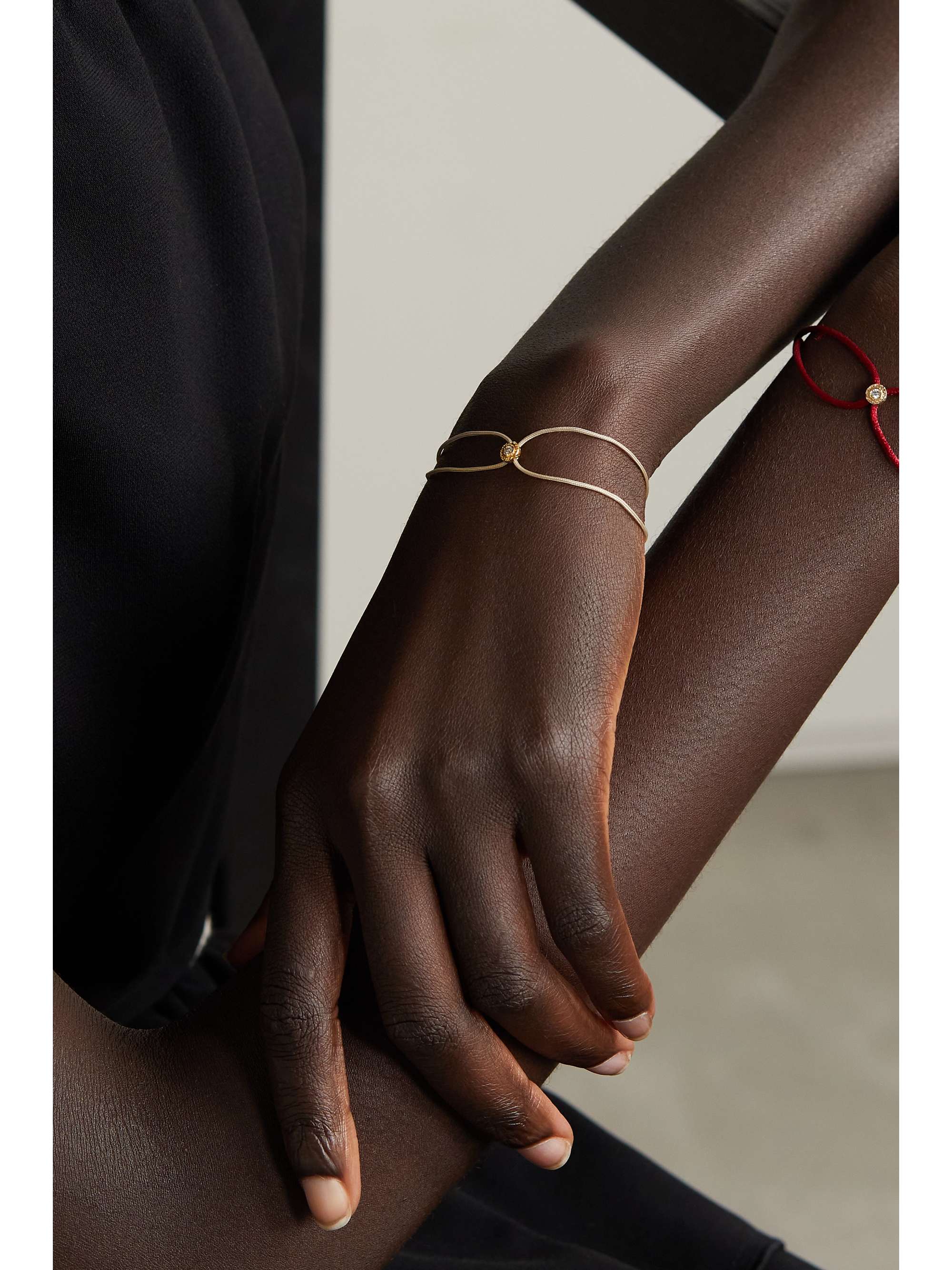 OCTAVIA ELIZABETH + NET SUSTAIN Parachute Nesting Gem 18-karat recycled gold, diamond and cord bracelet