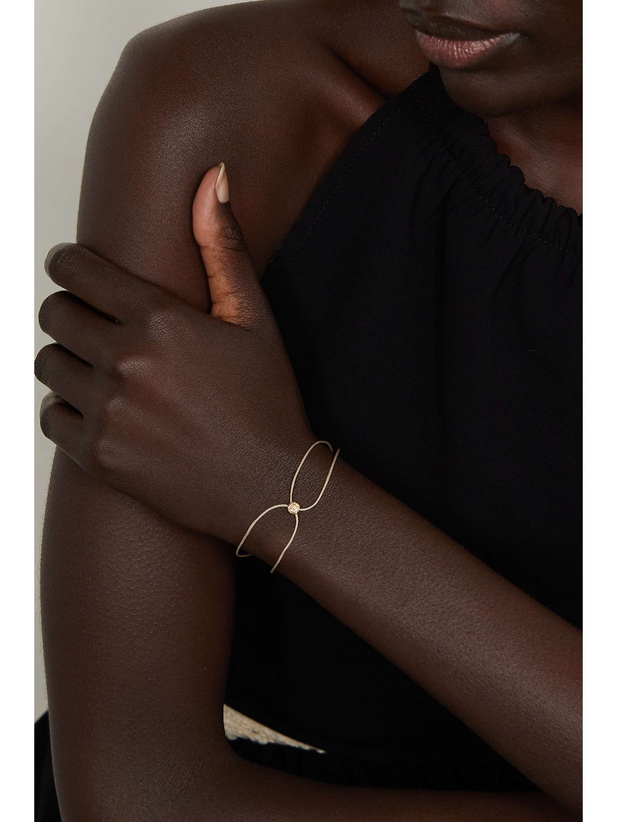 OCTAVIA ELIZABETH + NET SUSTAIN Parachute Nesting Gem 18-karat recycled gold, diamond and cord bracelet