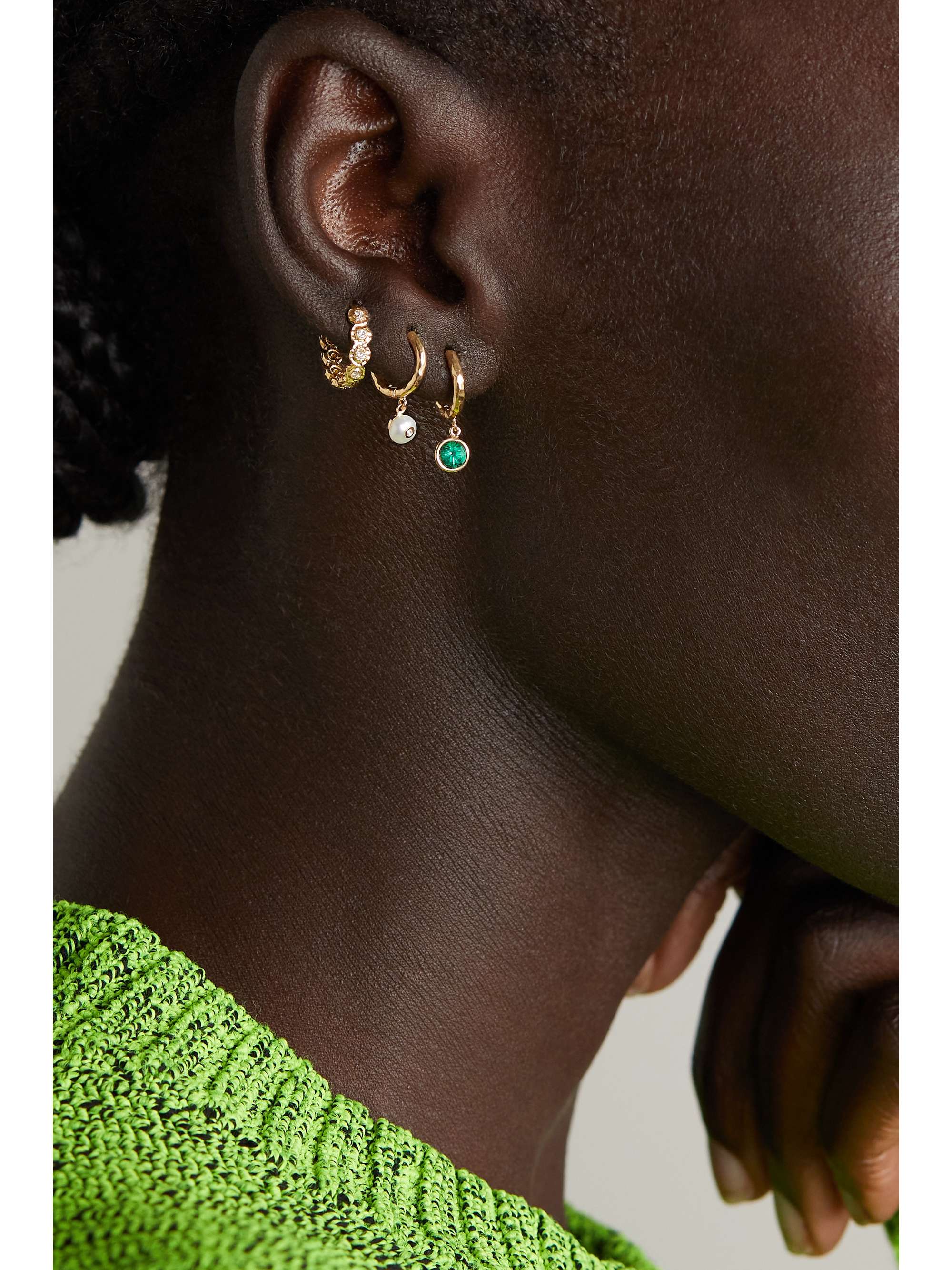 OCTAVIA ELIZABETH Charmed Micro Gabby 18-karat gold diamond hoop earrings