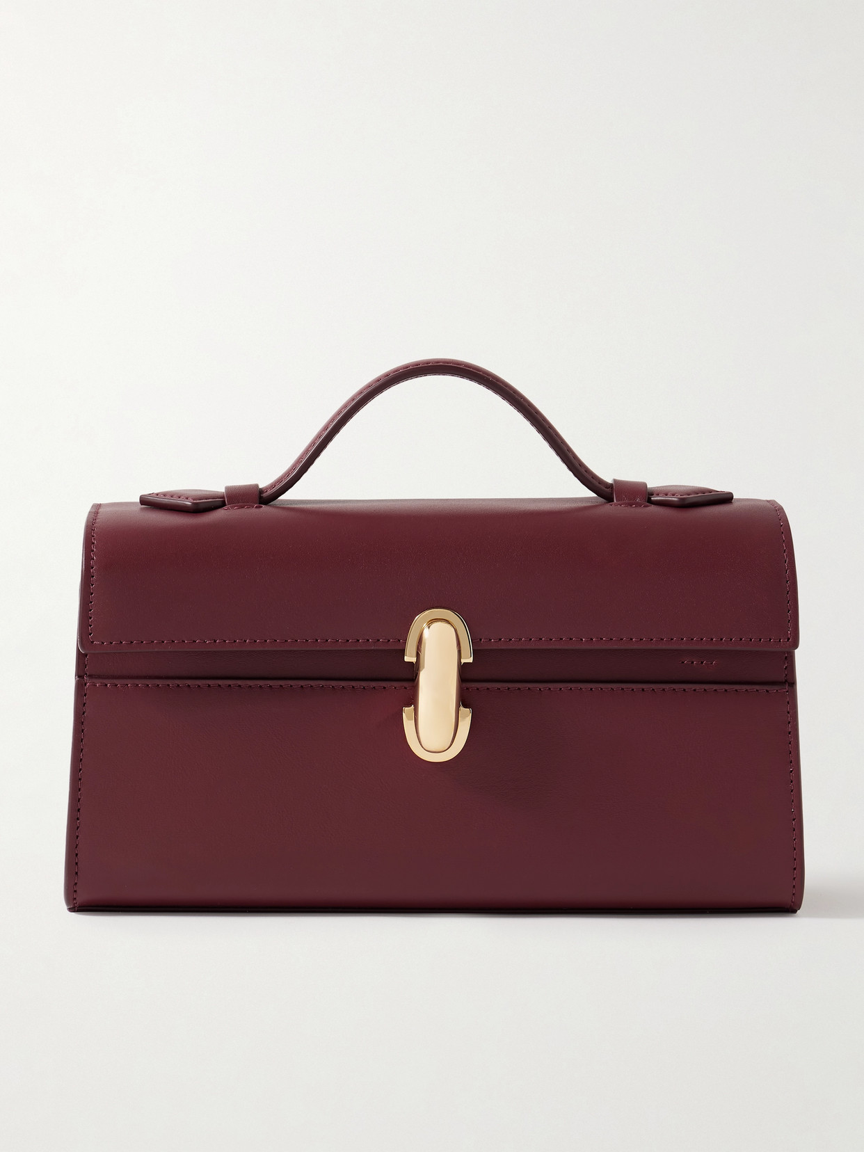 【Savette】バーガンディ スリム Symmetry ポシェット バッグ Savette: Burgundy Slim Symmetry Pochette Bag | SSENSE
