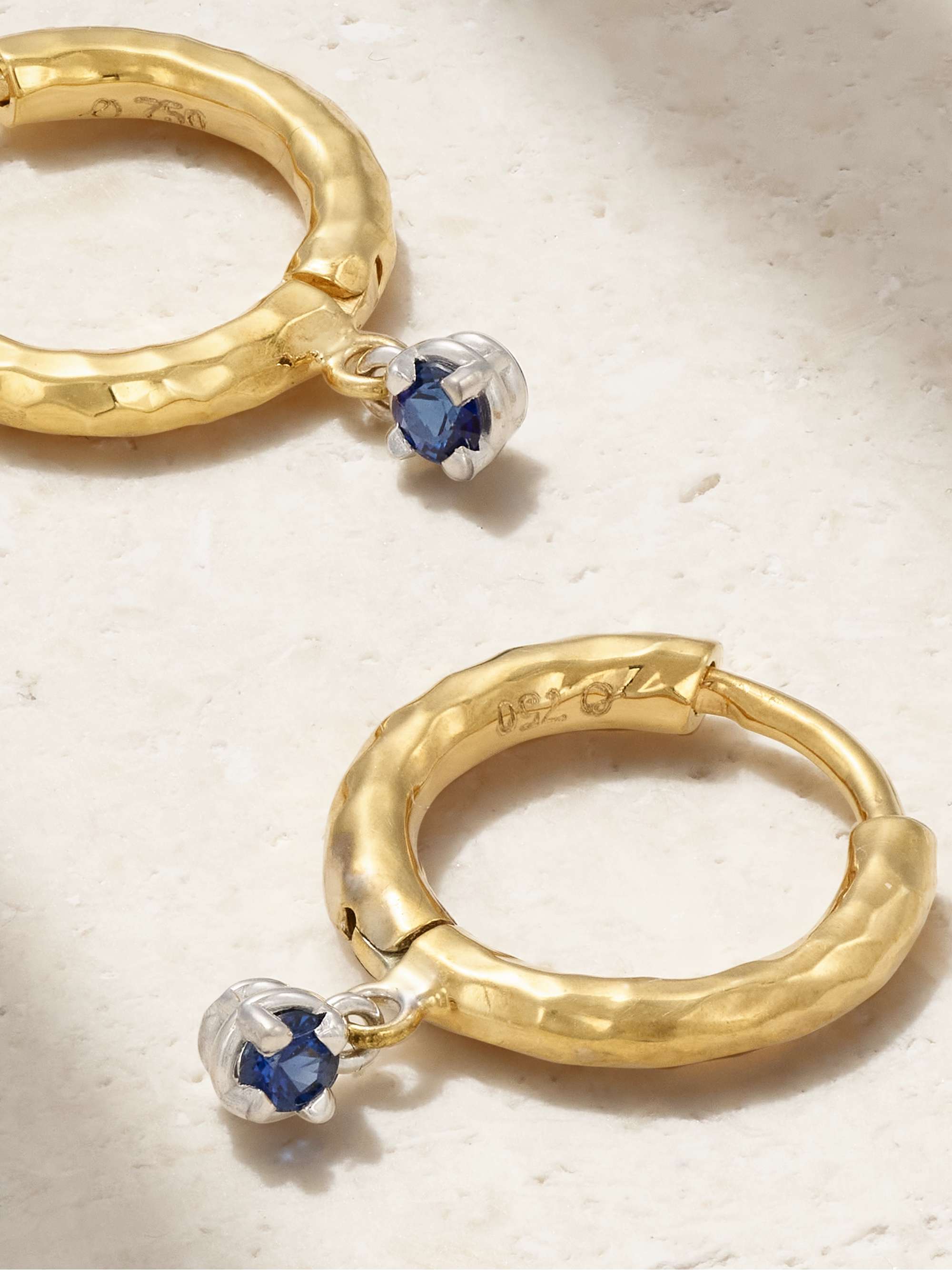 OCTAVIA ELIZABETH + NET SUSTAIN Charmed Micro Gabby 18-karat recycled yellow and white gold sapphire hoop earrings