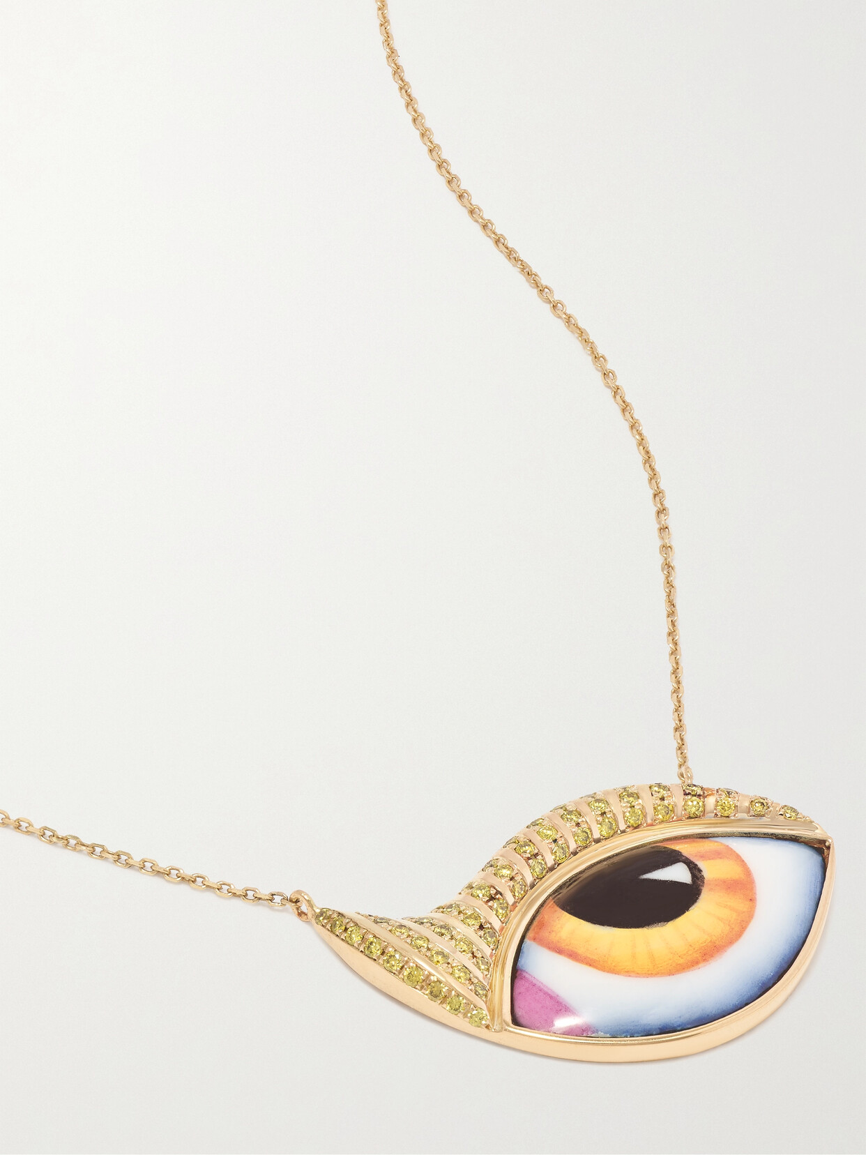Lito - Studio 54 Grand Jaune 14-karat Gold, Enamel And Diamond Necklace - one size 22 Awaiting product image