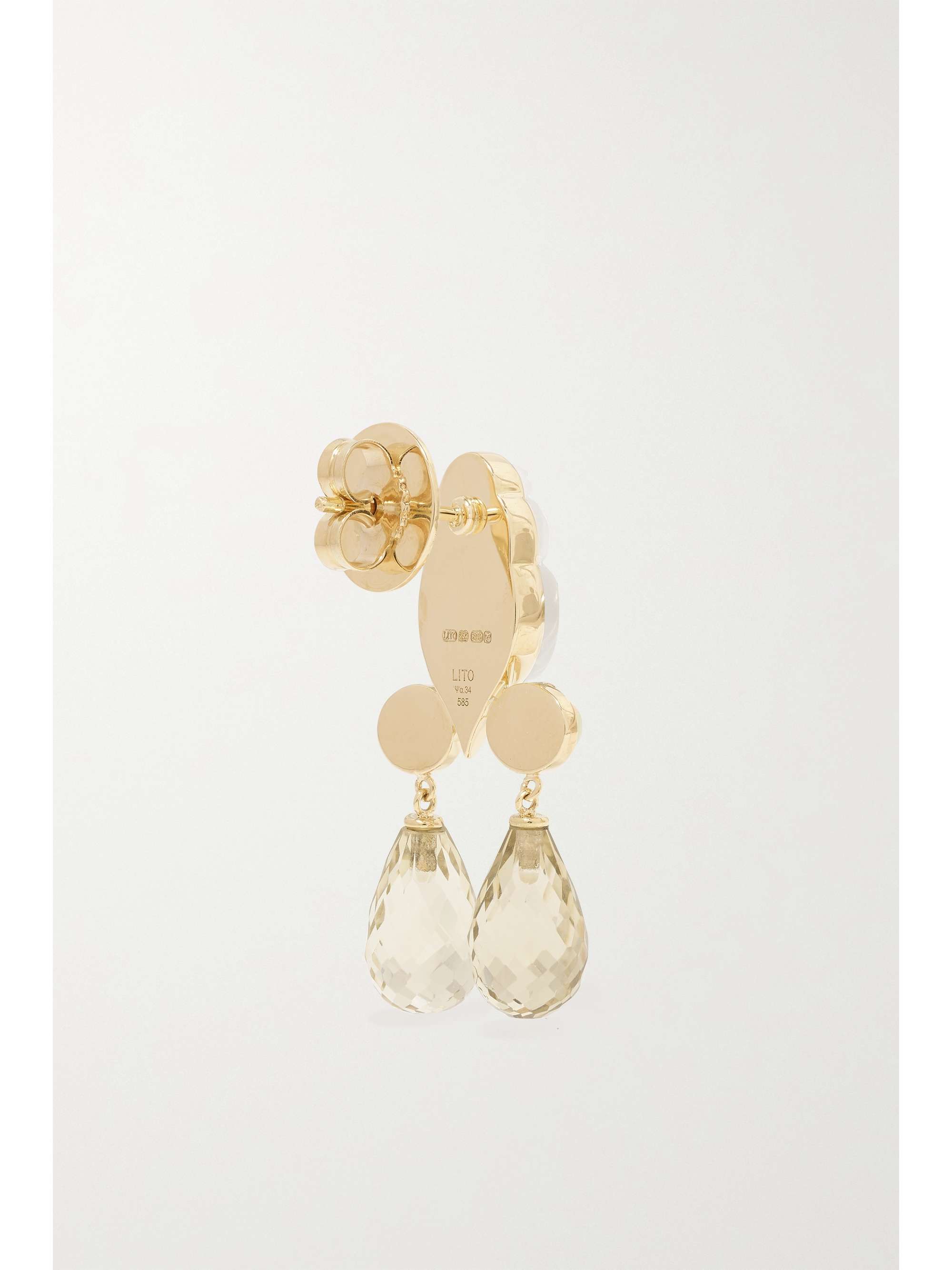 LITO Gioia small 14-karat gold, quartz, mother-of-pearl and opal earrings