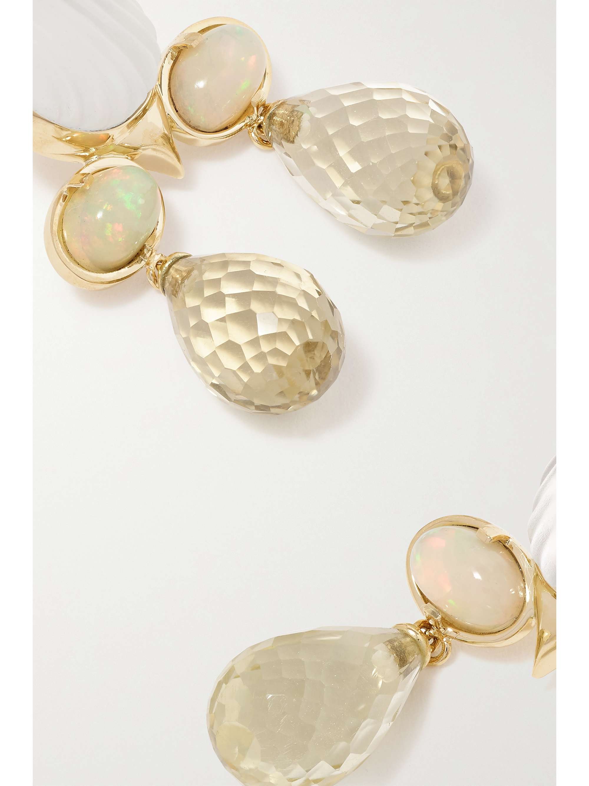 LITO Gioia small 14-karat gold, quartz, mother-of-pearl and opal earrings