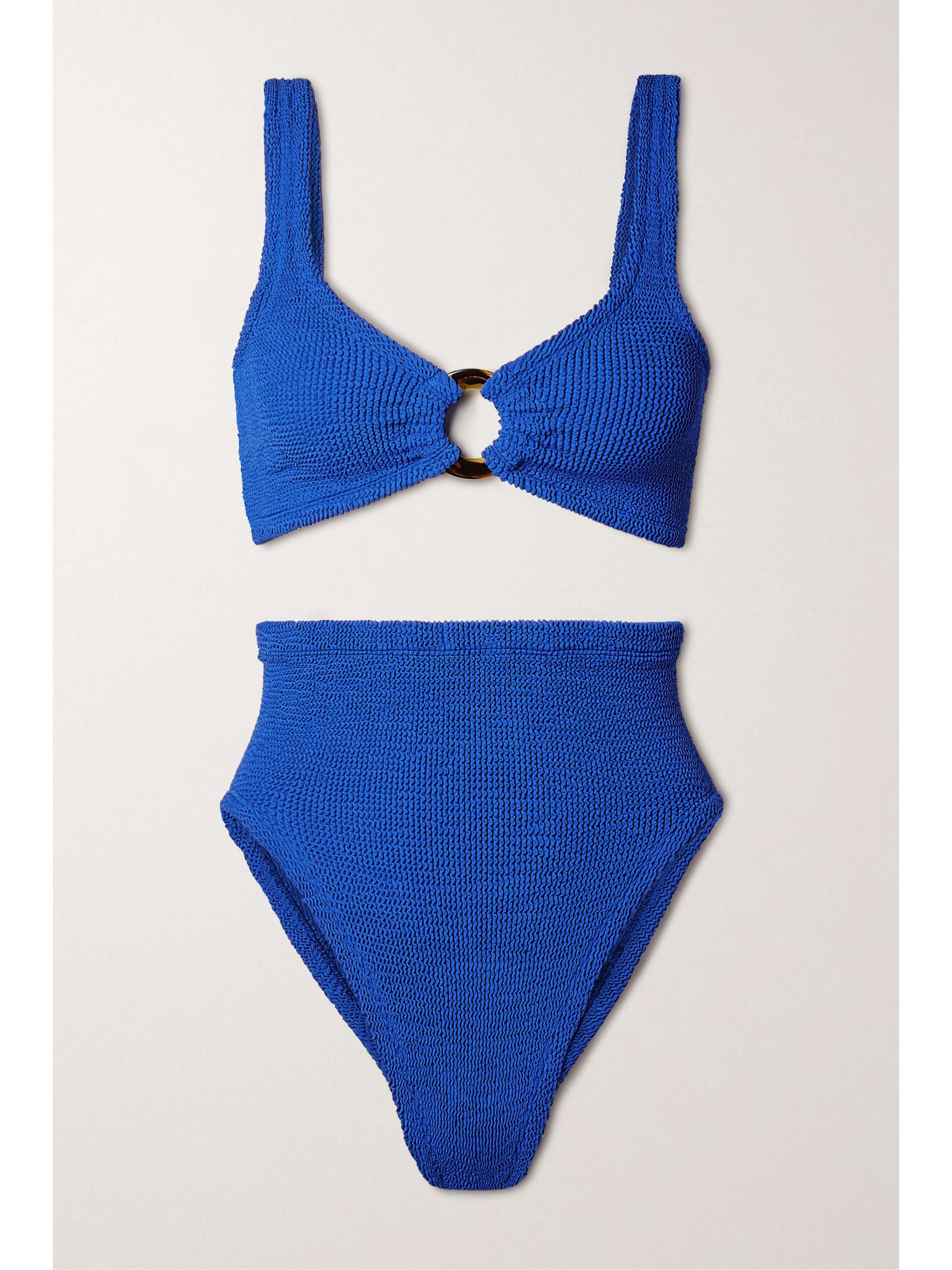 HUNZA G + NET SUSTAIN Nadine embellished seersucker bikini | NET-A-PORTER