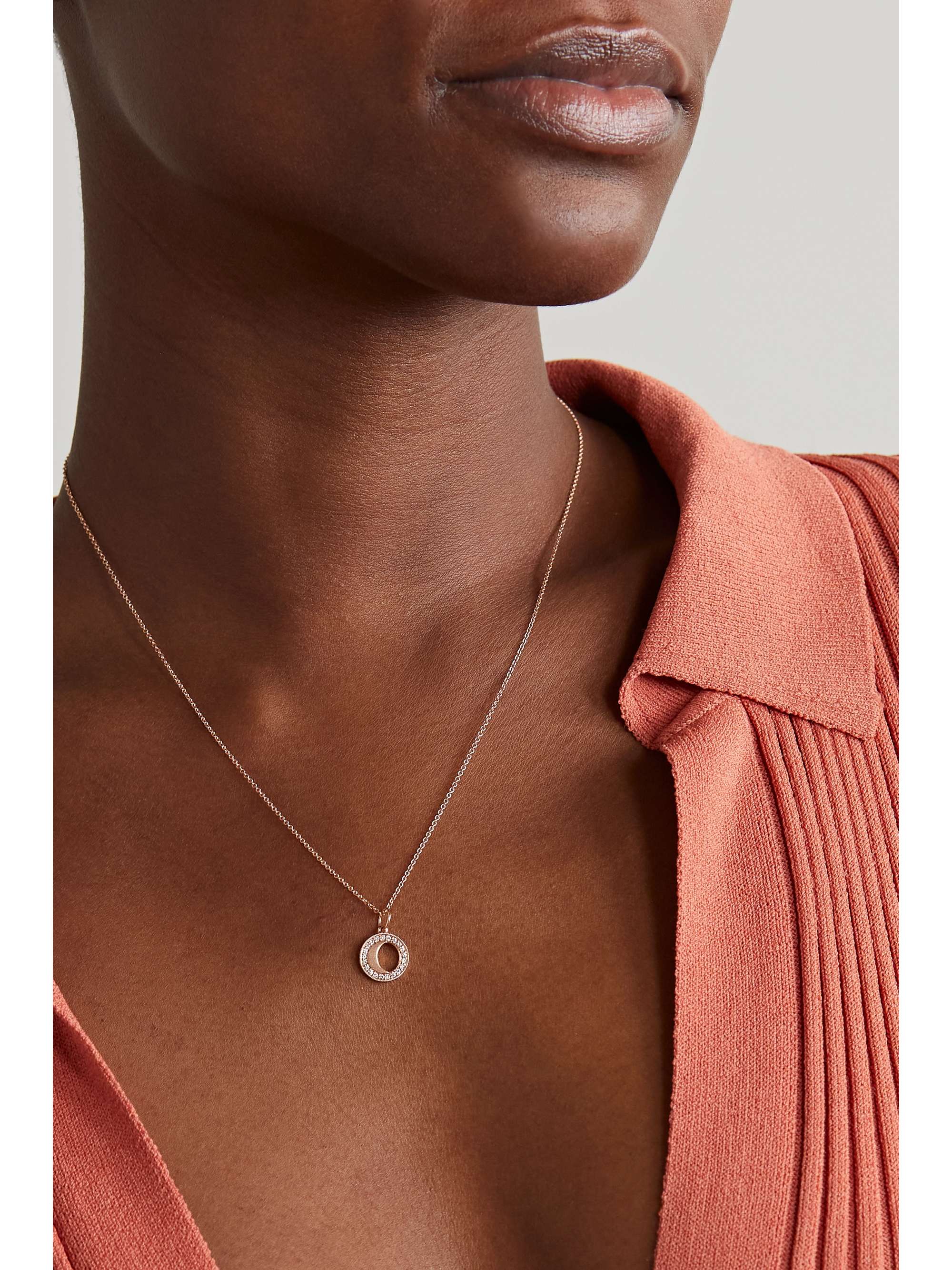 ANDREA FOHRMAN Waning/ Waxing Gibbous 18-karat rose gold diamond necklace