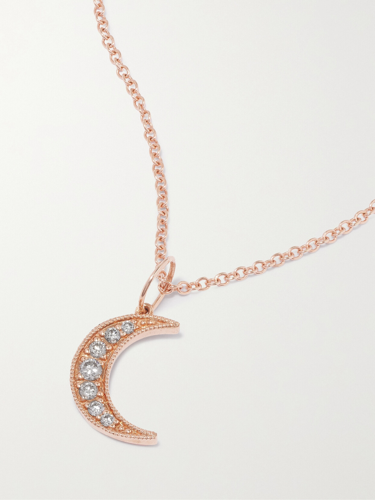 Andrea Fohrman Crescent Moon 18-karat Rose Gold Diamond Necklace