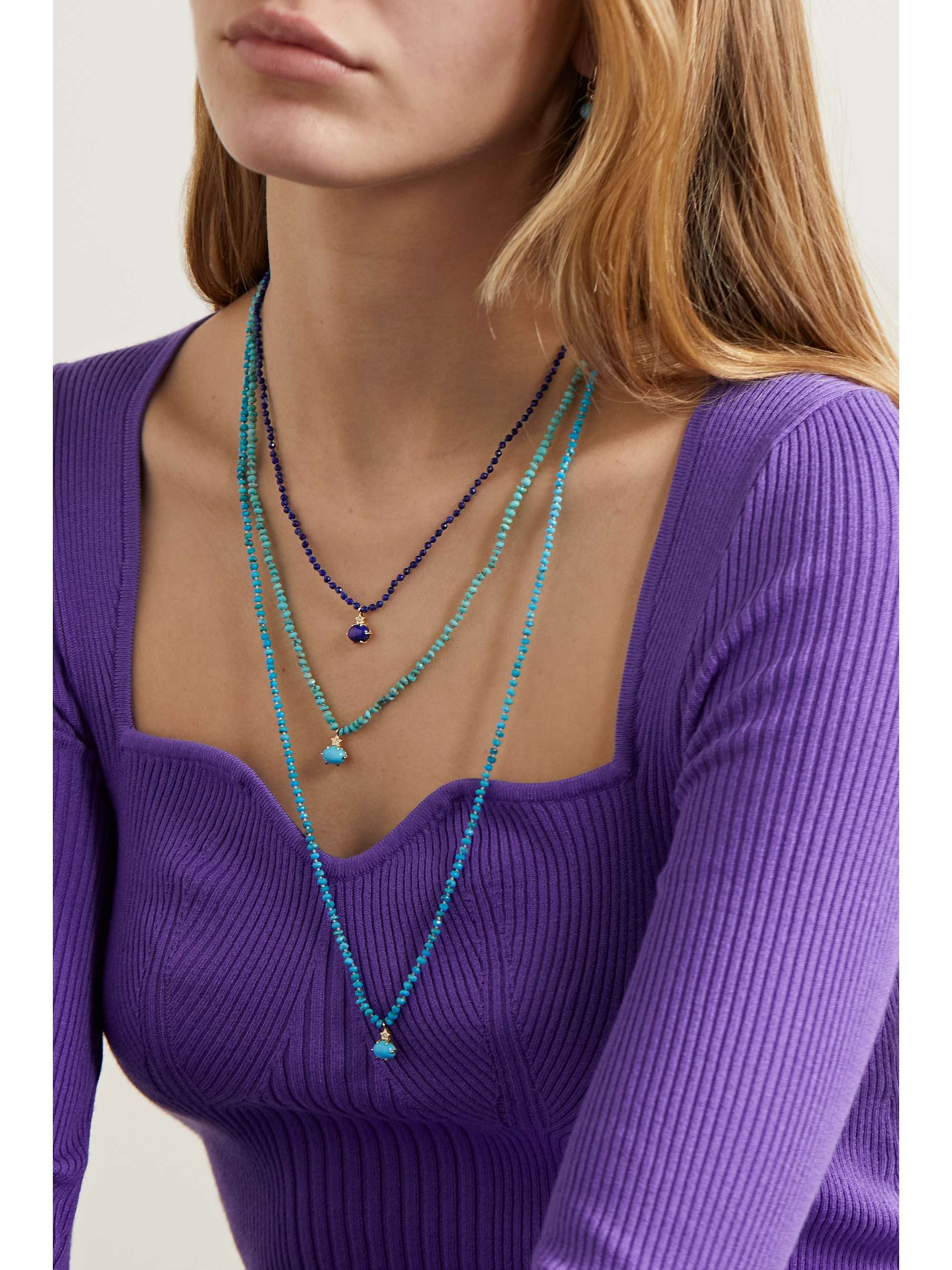 ANDREA FOHRMAN Mini Cosmo 14-karat gold multi-stone necklace
