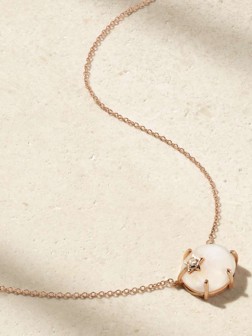 Andrea Fohrman Mini Galaxy 14-karat Rose Gold, Moonstone And Diamond Necklace