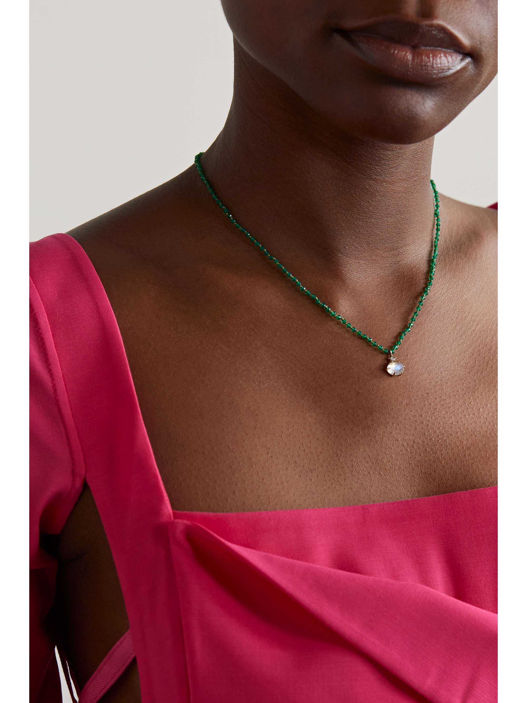 ANDREA FOHRMAN Mini Cosmo 14-karat gold multi-stone necklace